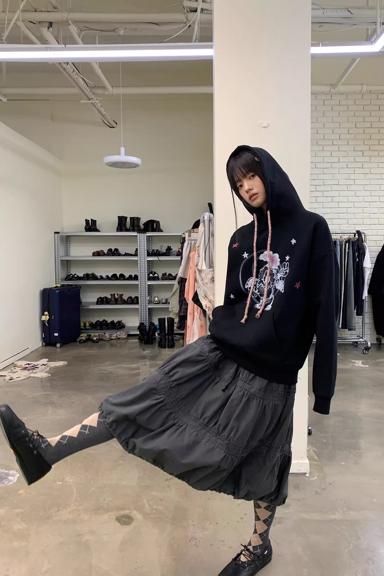 NEVERSEEZ Angel Star Cartoon Graphic Hoodie