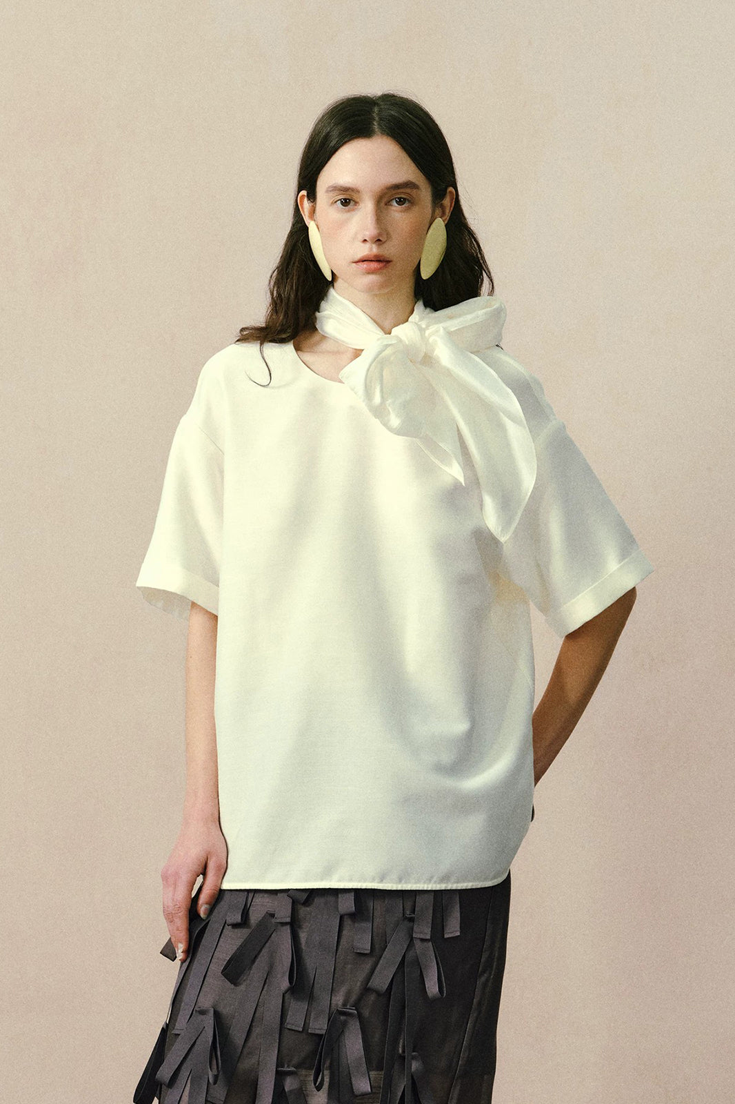 YUANYE Multi-Way Scarf-Tie Oversized Tee