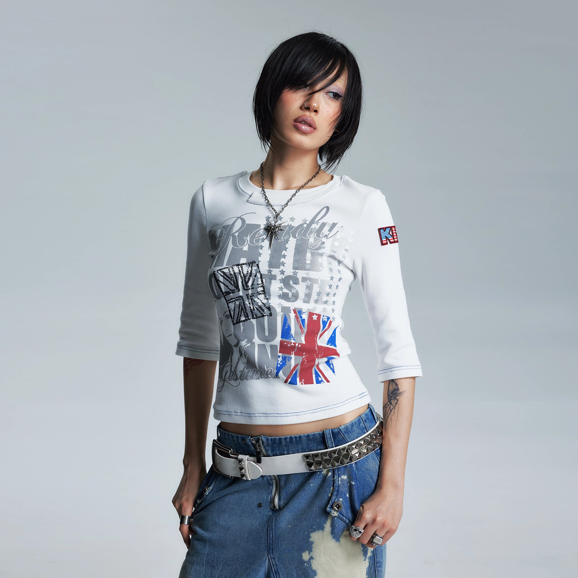 NONAME SPACE Union Jack Graphic Slim Tee