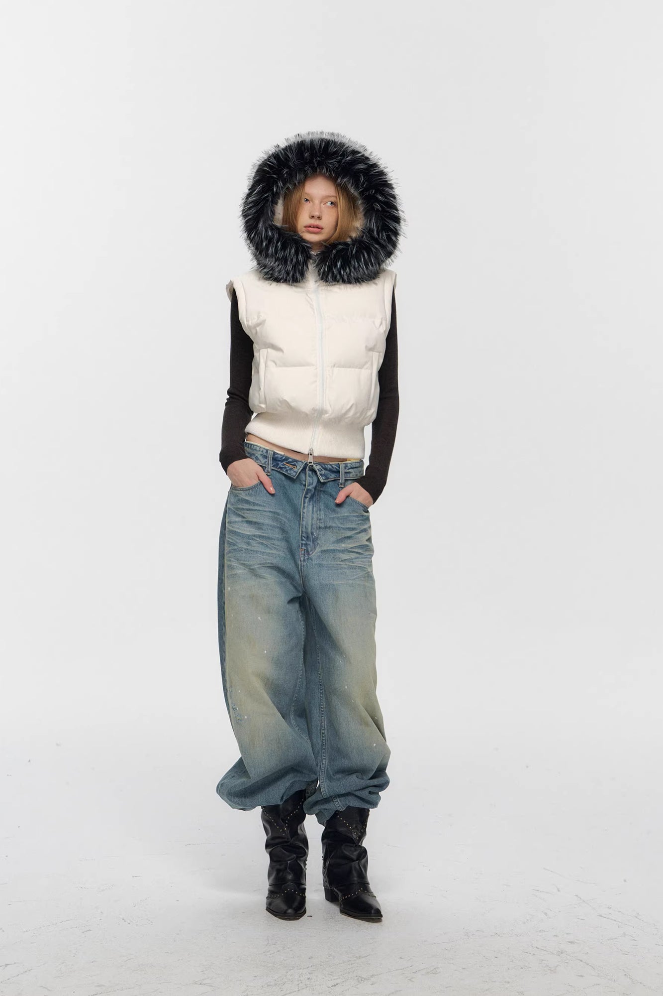 10AMSOTIIIIIIRED Detachable Sleeves Down Puffer Jacket