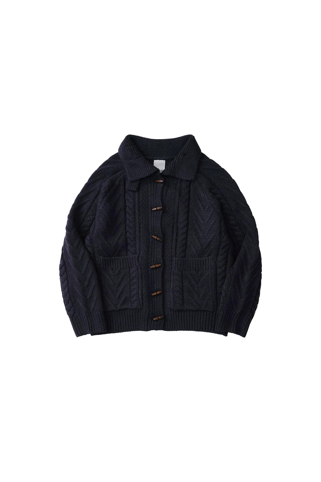 LIVINGTOWN Toggle Wool-Blend Tab Collar Cardigan