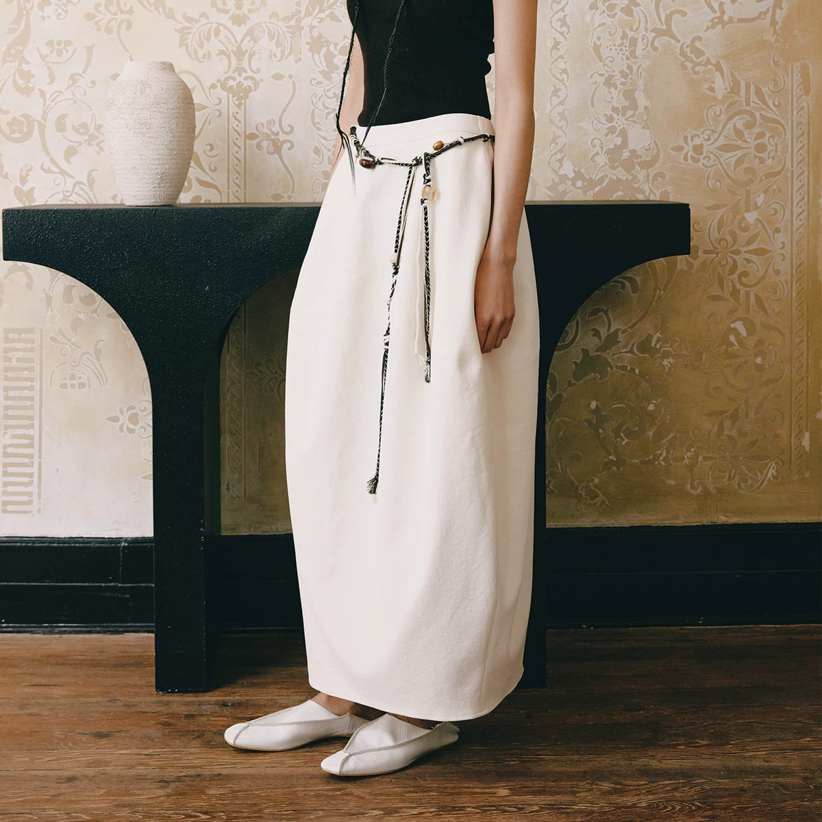YUANYE High-Waist Cocoon Midi Skirt
