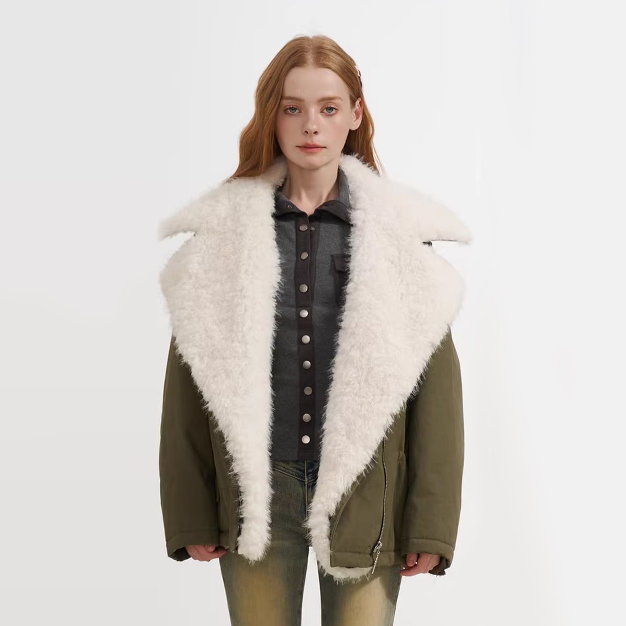 SOFITTE Asymmetric-Zip Detachable Lapel Padded Jacket