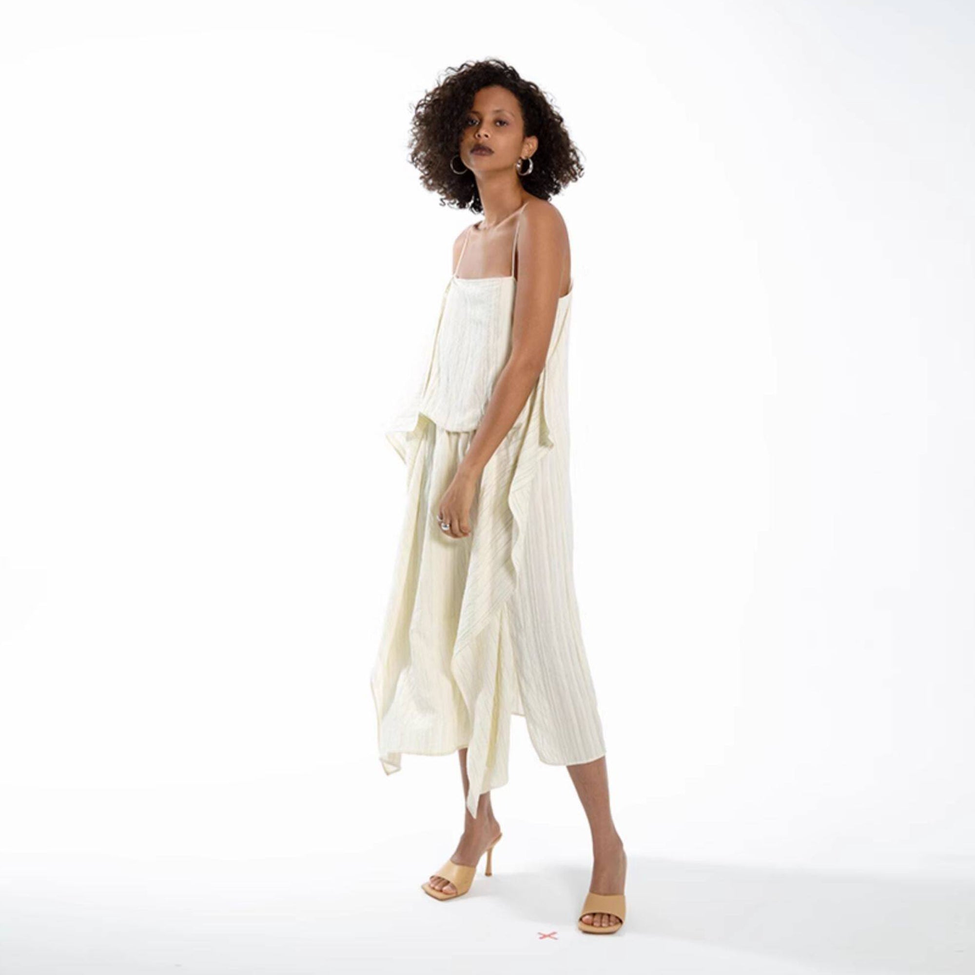 CAIRA Draped Panel Cami Midi Dress