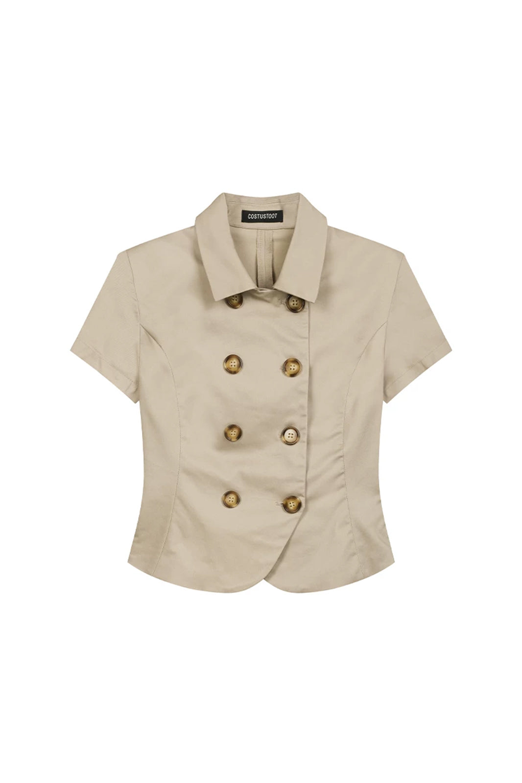 COSTUSTOOT Double-Breasted Cropped Half Shirt