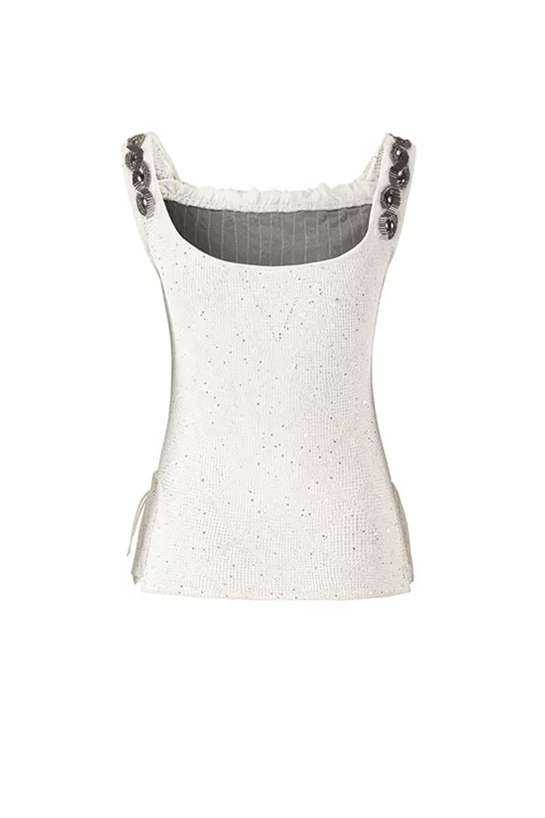 CESTNOUS Sheer Openwork Cowl Tank Top