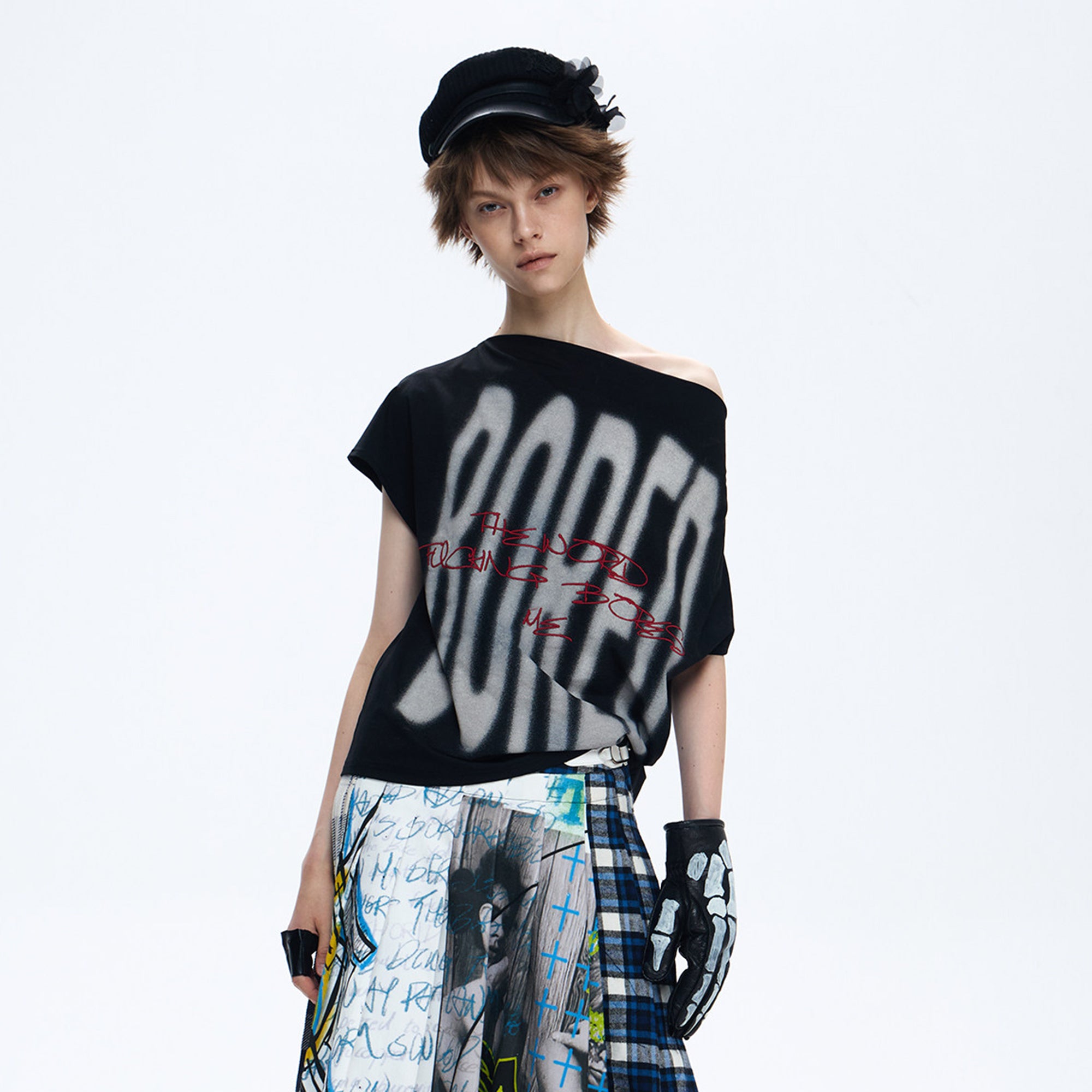 FULLTIDE BORED Graphic Asymmetrical T-Shirt