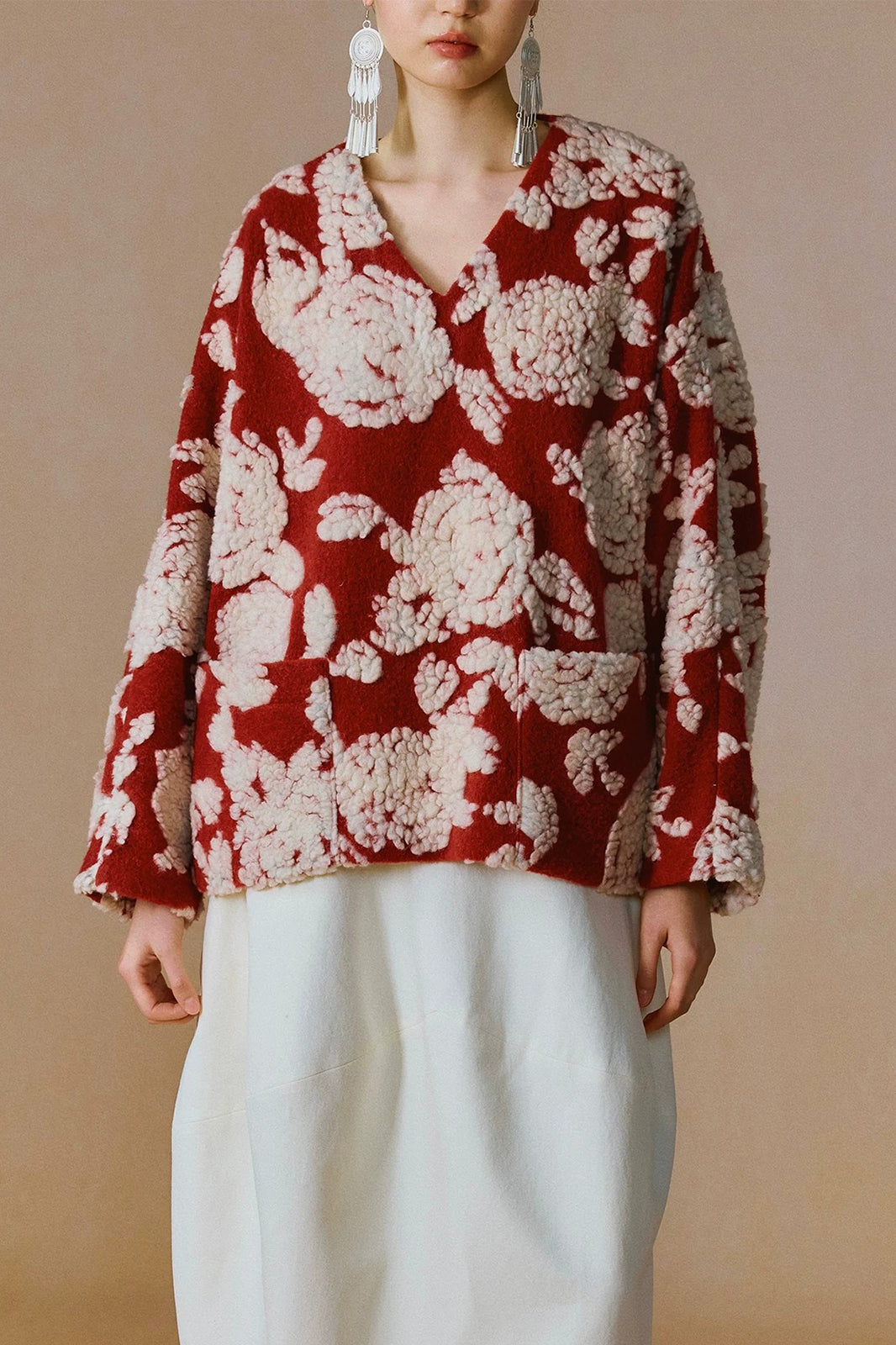 YUANYE Wool-Blend Floral Jacquard Jacket