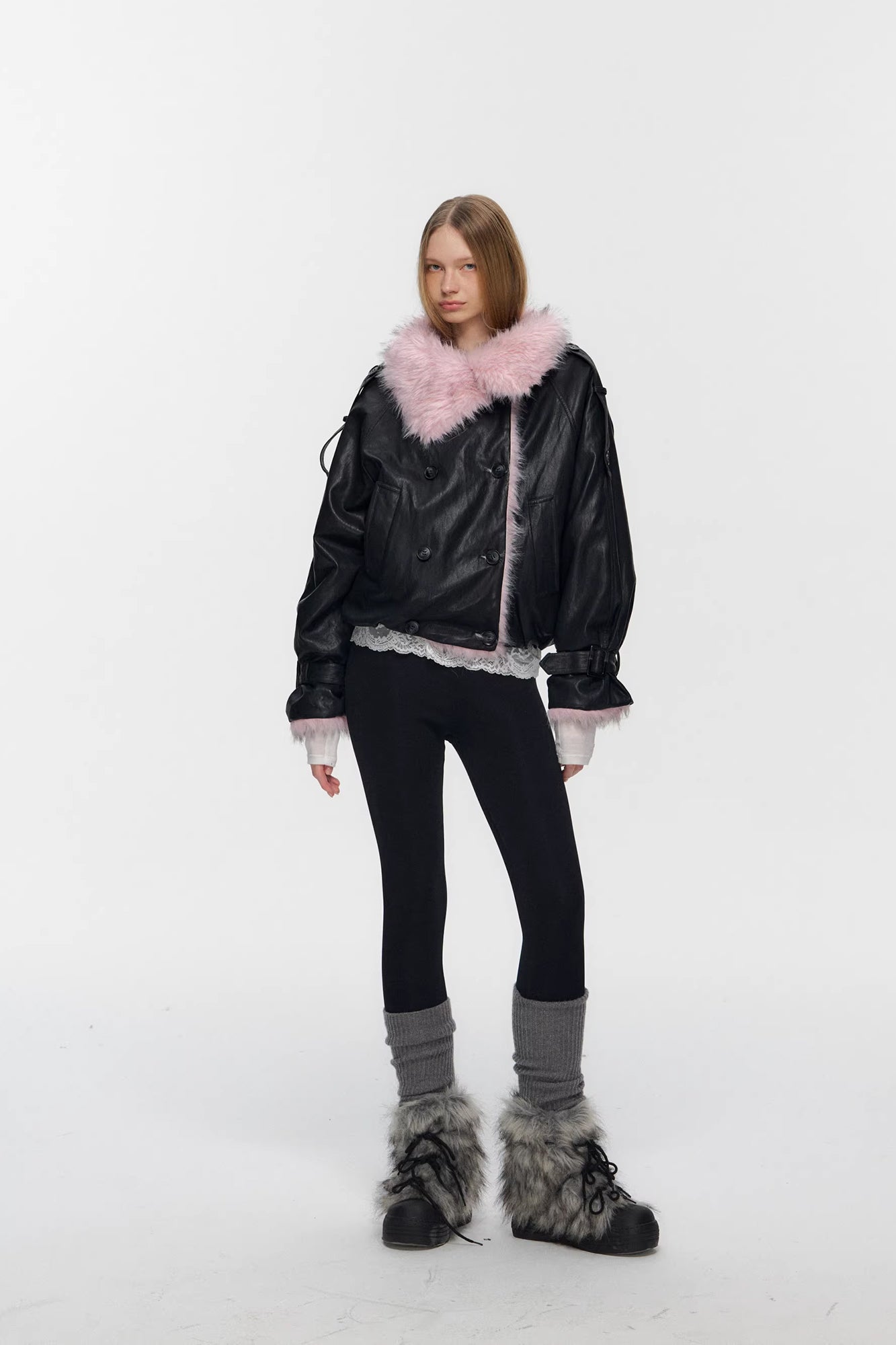 10AMSOTIIIIIIRED Reversible Faux-Leather & Faux-Fur Biker Jacket