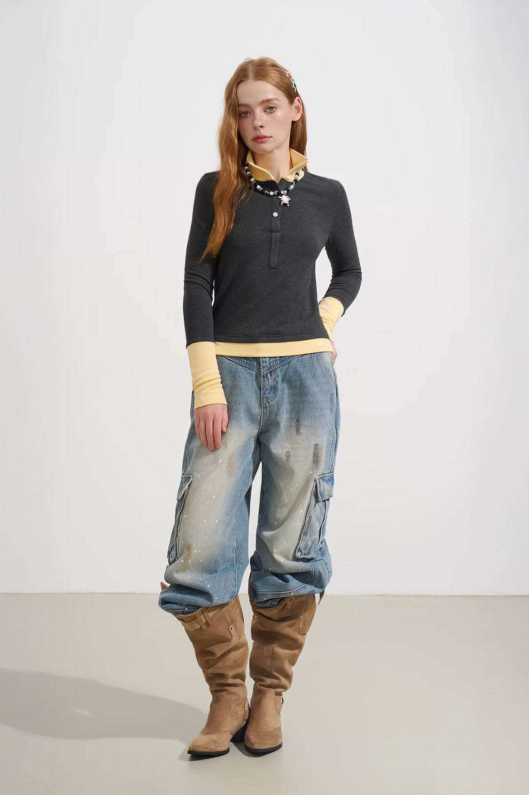 SOFITTE Collared Faux Layered Long-Sleeve Tee