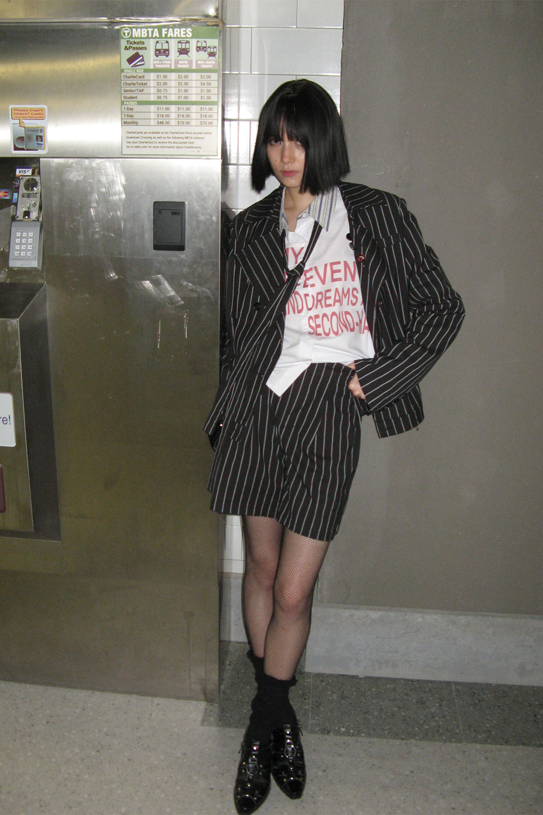 FULLTIDE Punk Striped Tie-Detail Blazer