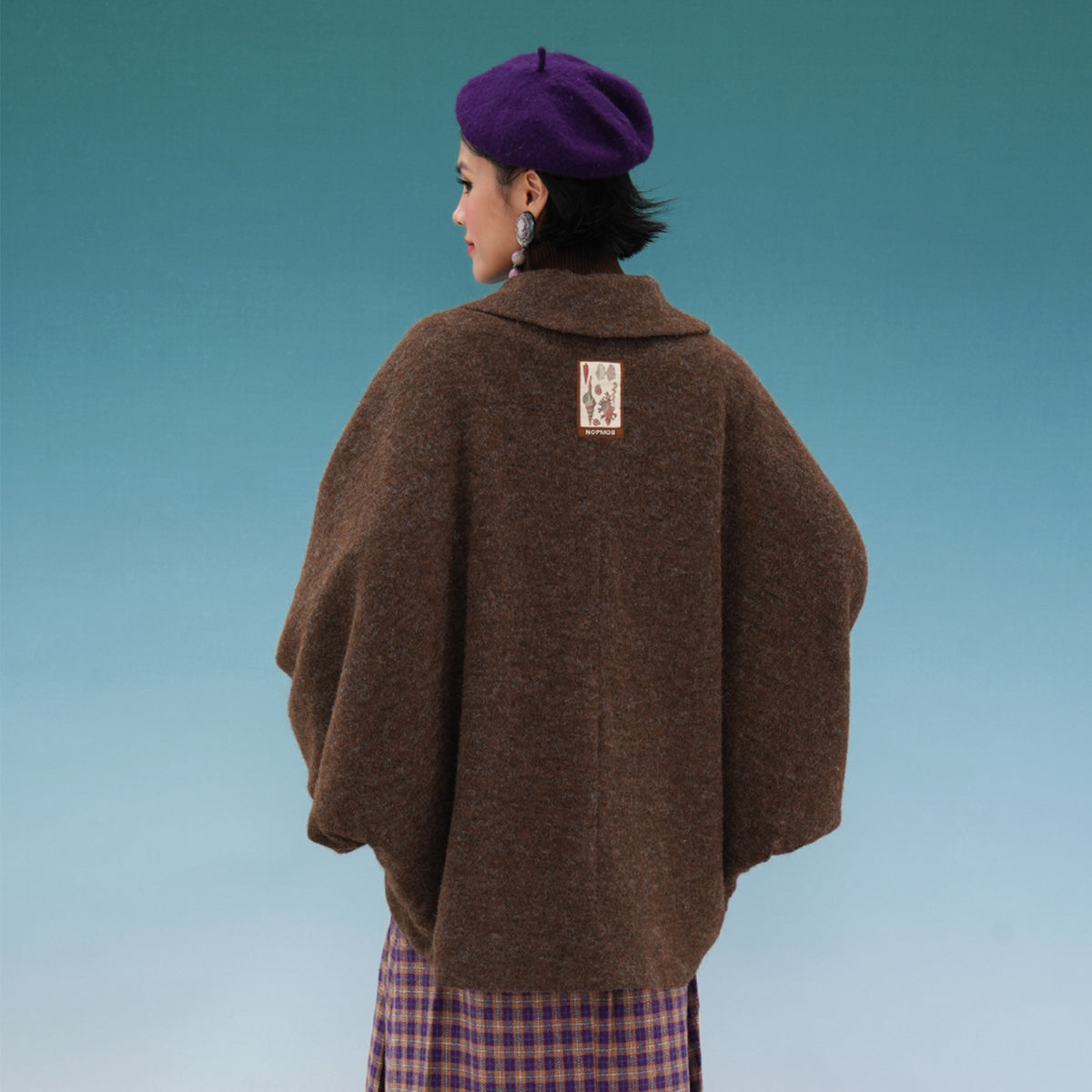 NOPMOB Retro Cocoon-Silhouette Padded Cape Coat