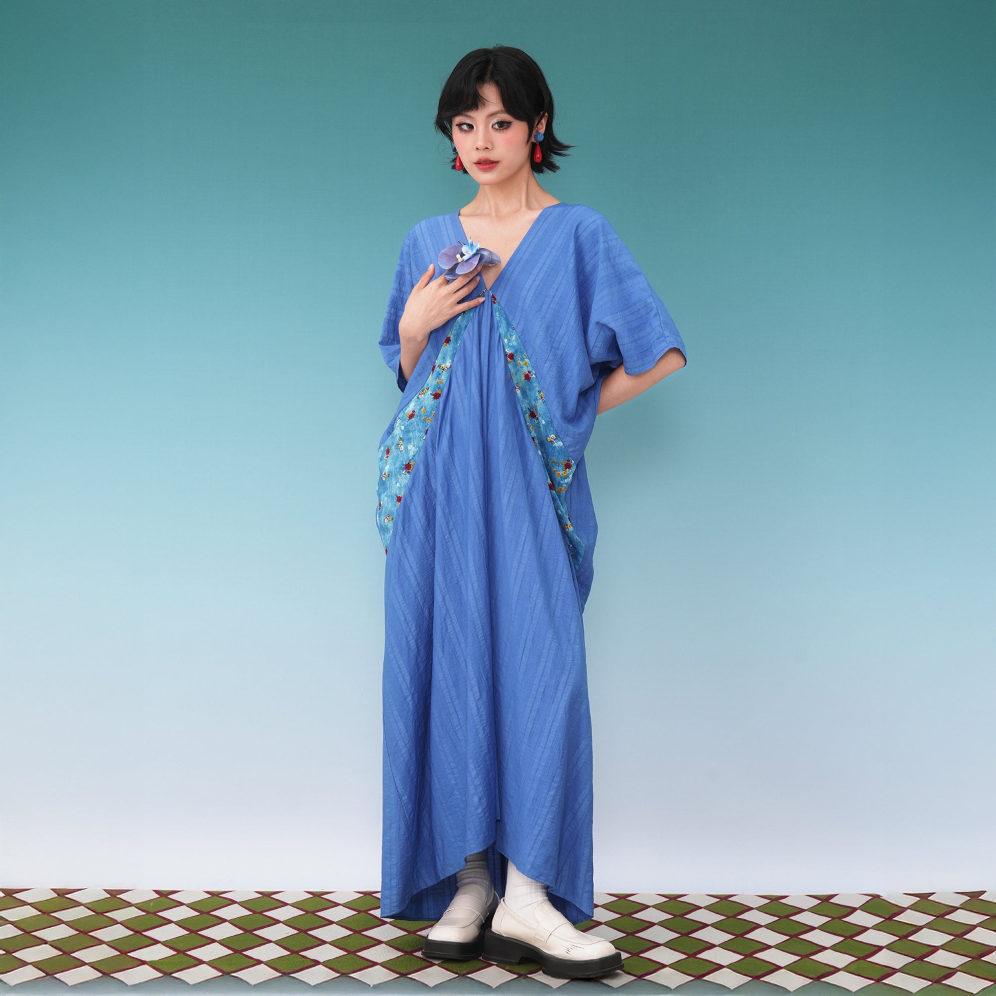 NOPMOB Spliced Floral Draped Maxi Dress