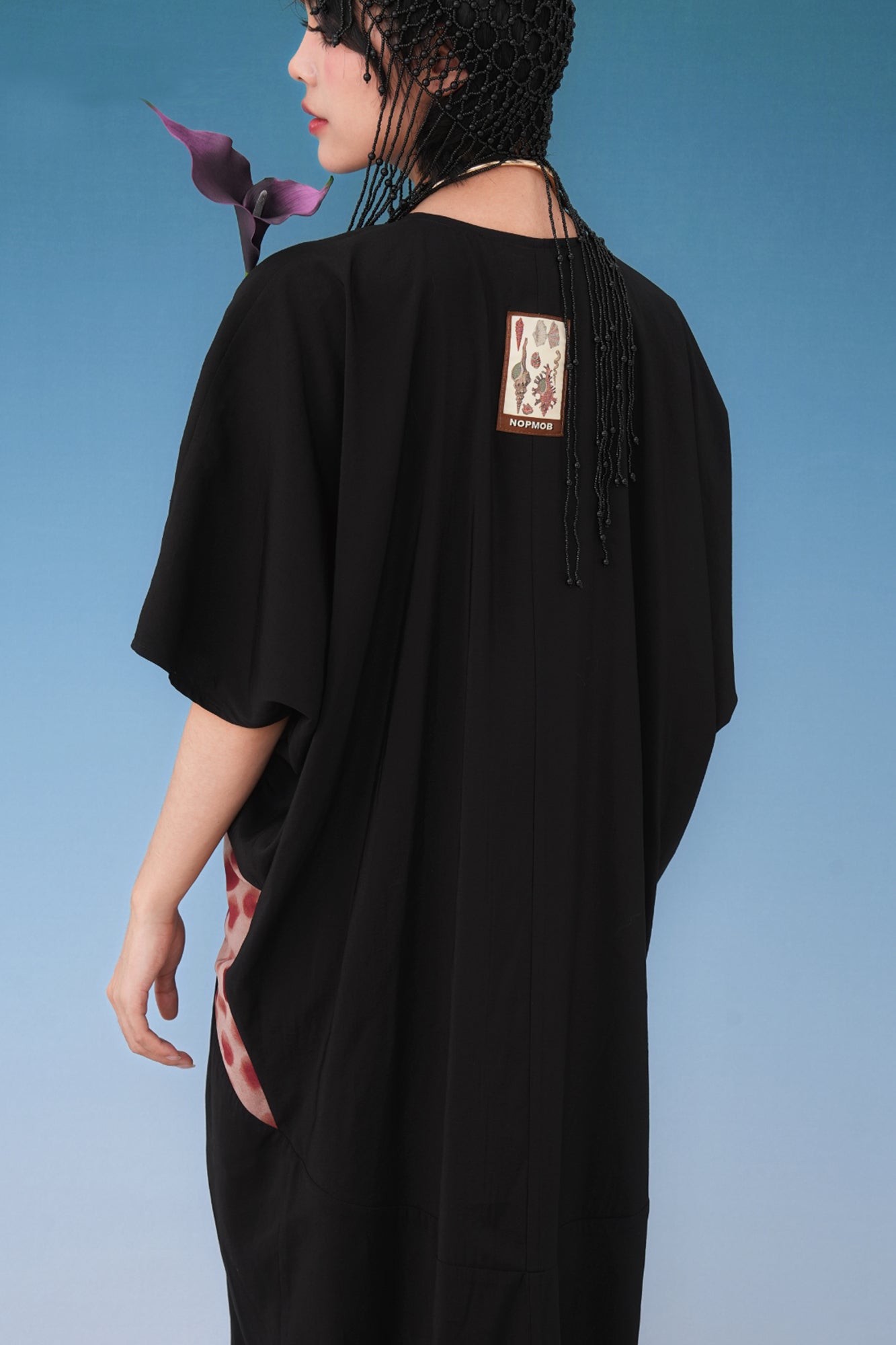 NOPMOB Dot Panel Draped Maxi Dress