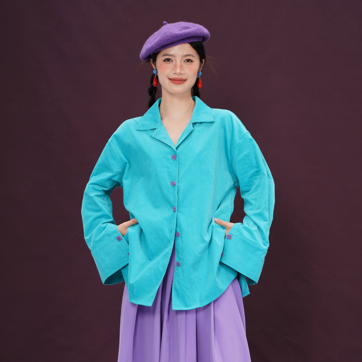 NOPMOB Retro Boho Corduroy Wide-Fit Shirt