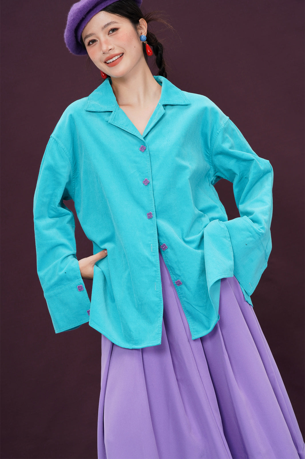NOPMOB Retro Boho Corduroy Wide-Fit Shirt