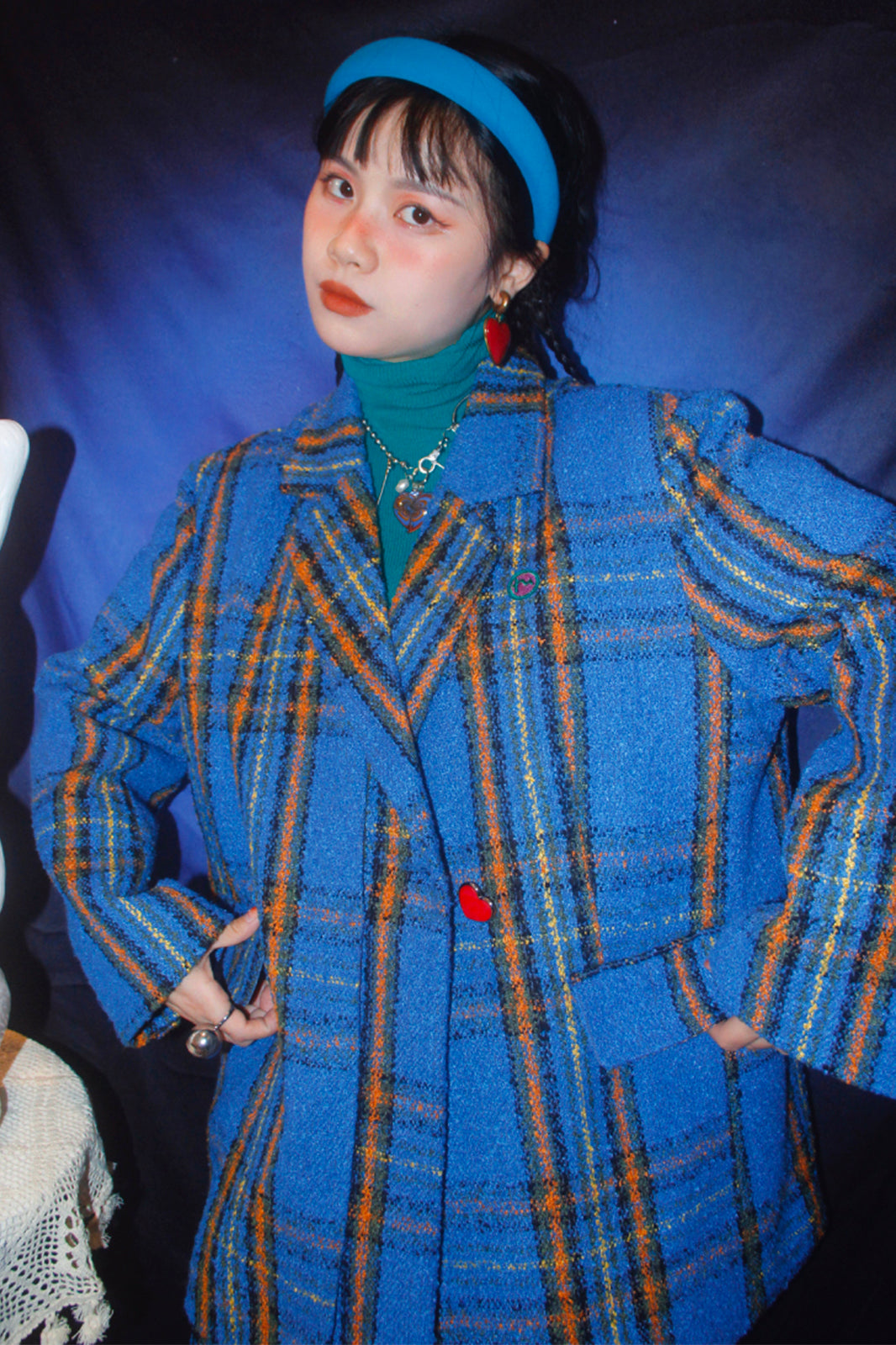 NOPMOB Retro Plaid Oversized Blazer
