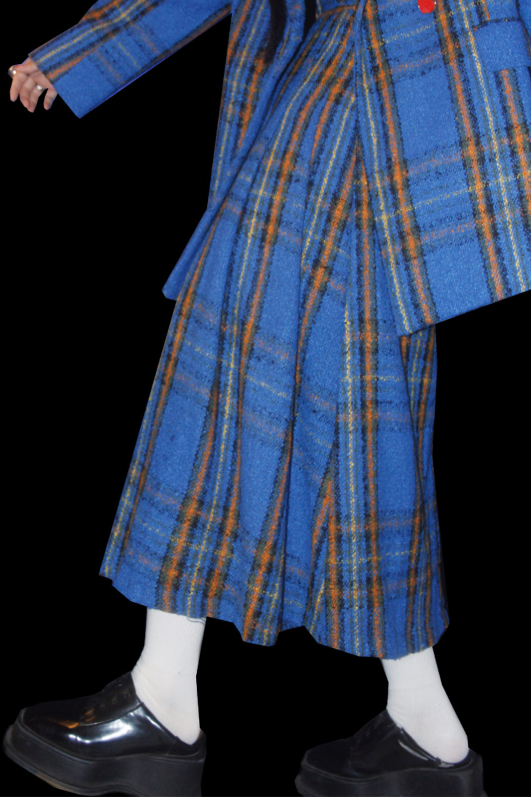 NOPMOB Retro Plaid Pleated Wool-Blend Midi Skirt