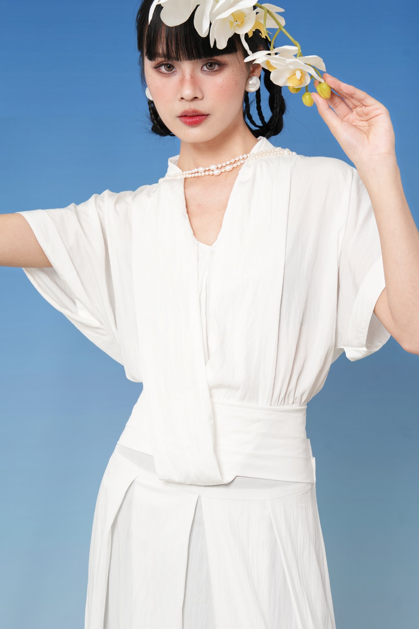 NOPMOB Scarf-Tie Pleated Maxi Dress