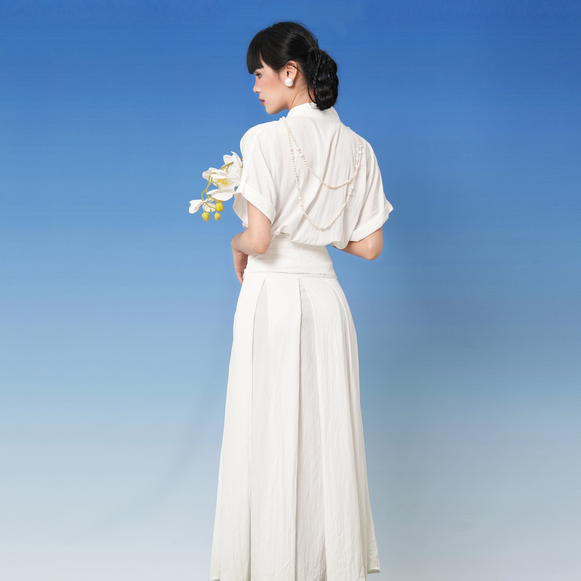 NOPMOB Scarf-Tie Pleated Maxi Dress