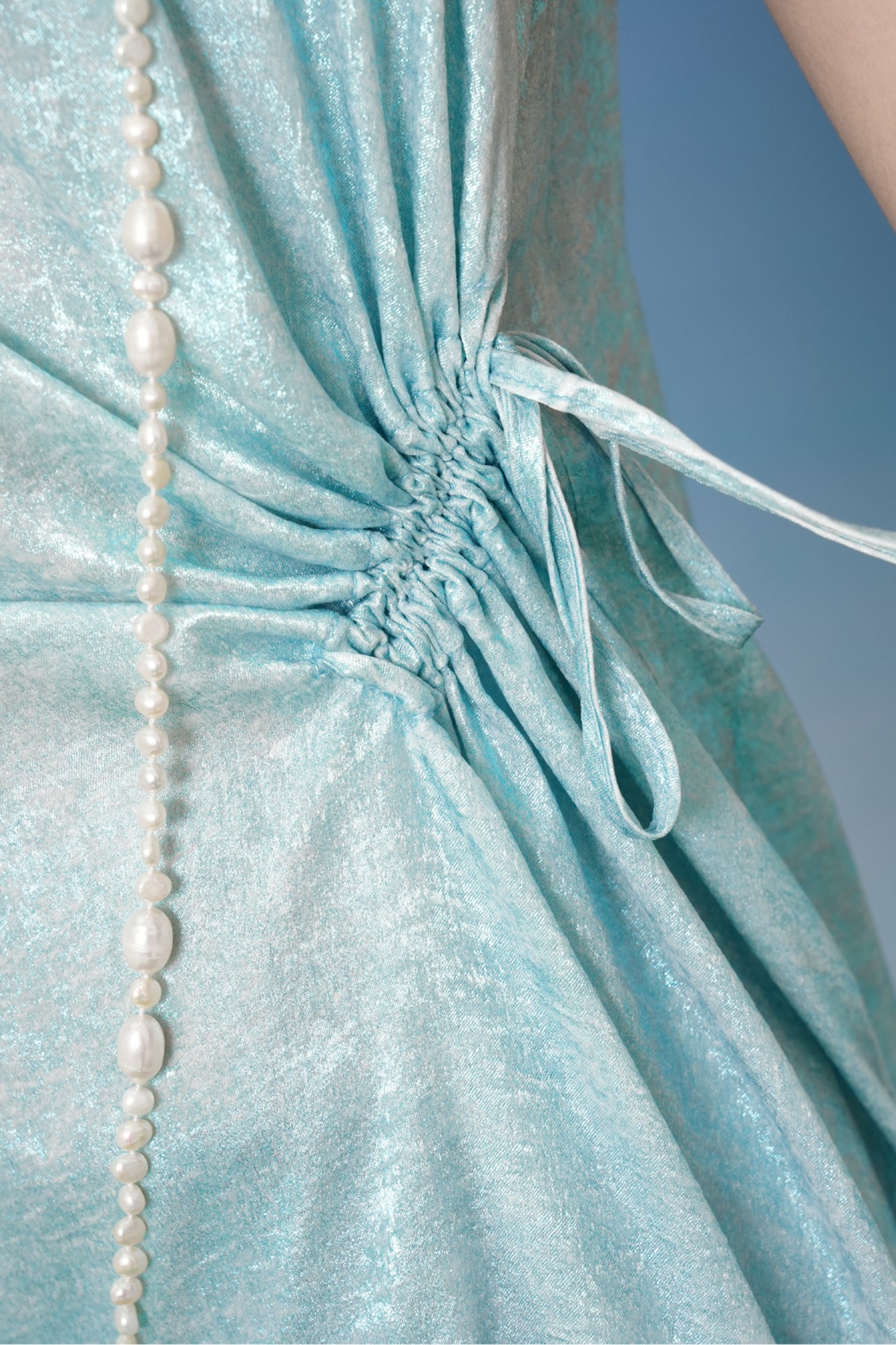 NOPMOB Satin Drawstring Ruched Slip Dress
