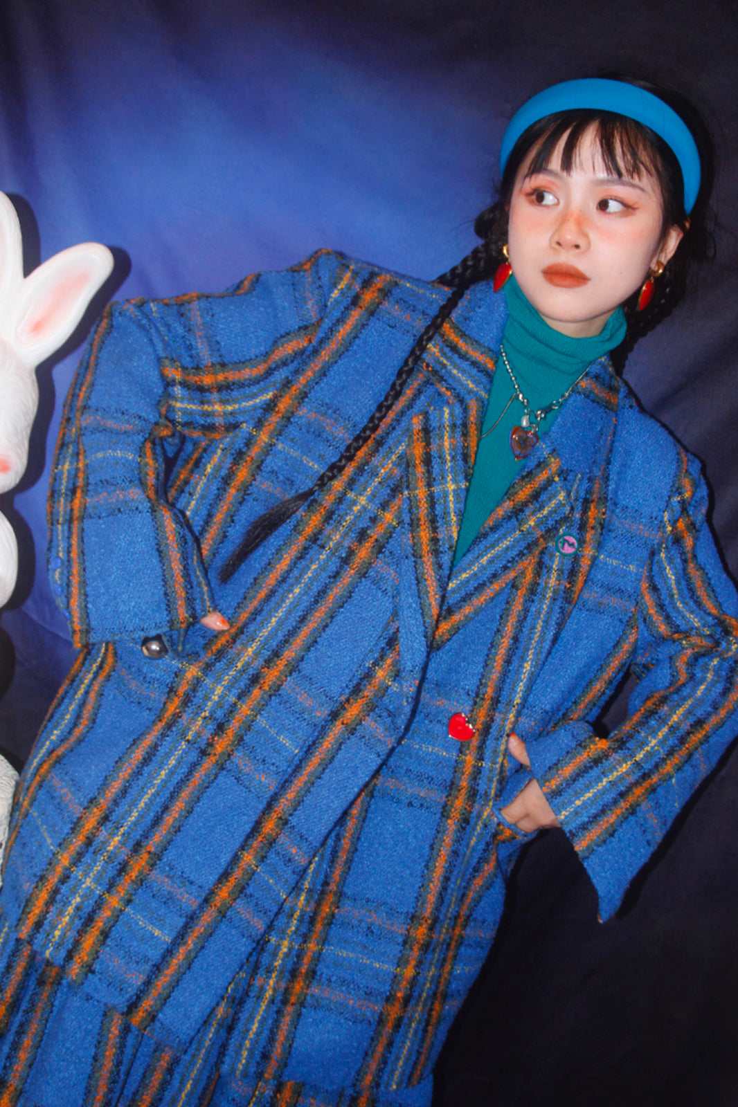 NOPMOB Retro Plaid Oversized Blazer