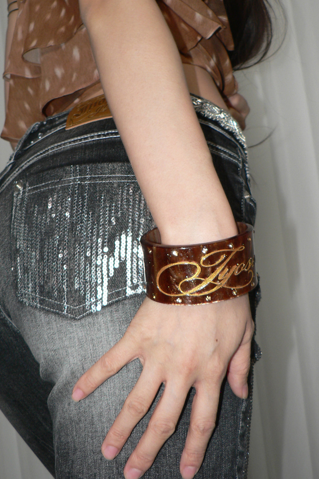 JYOSEI Wide Script Cuff Bracelet