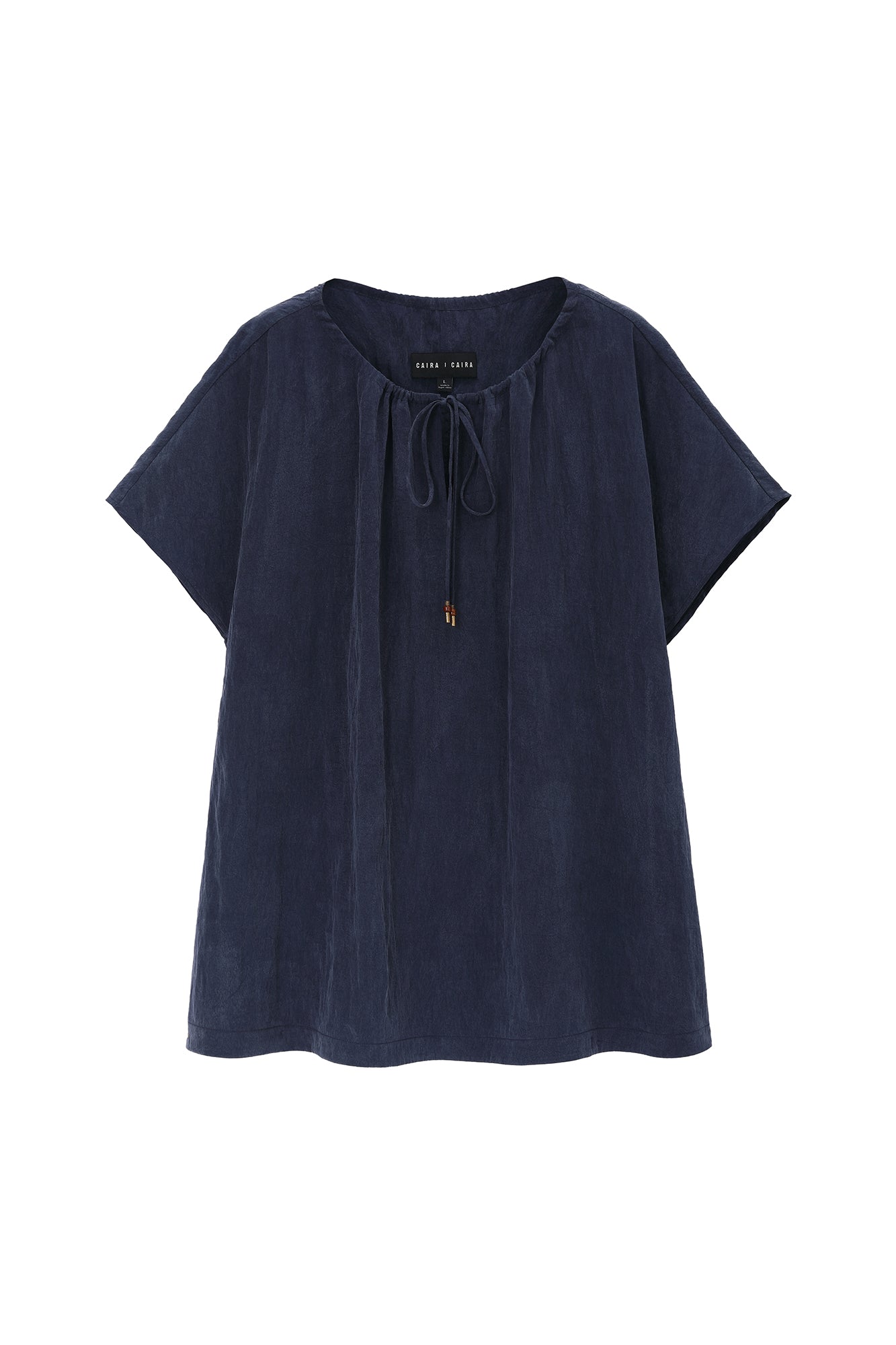 CAIRA Washed Drawstring Neck T-Shirt