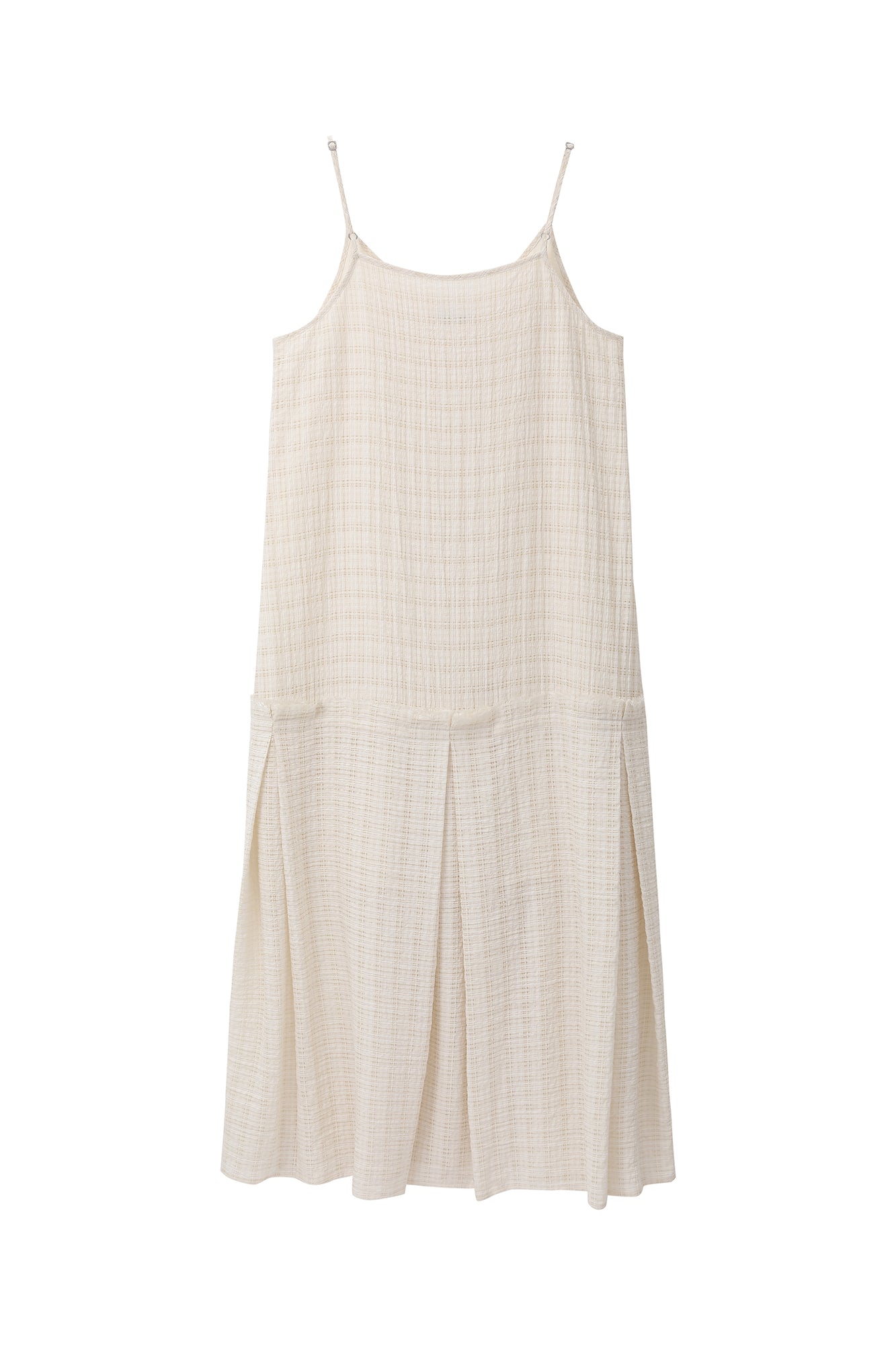CAIRA Crinkled Frayed Seam Drop-Waist Maxi Dress