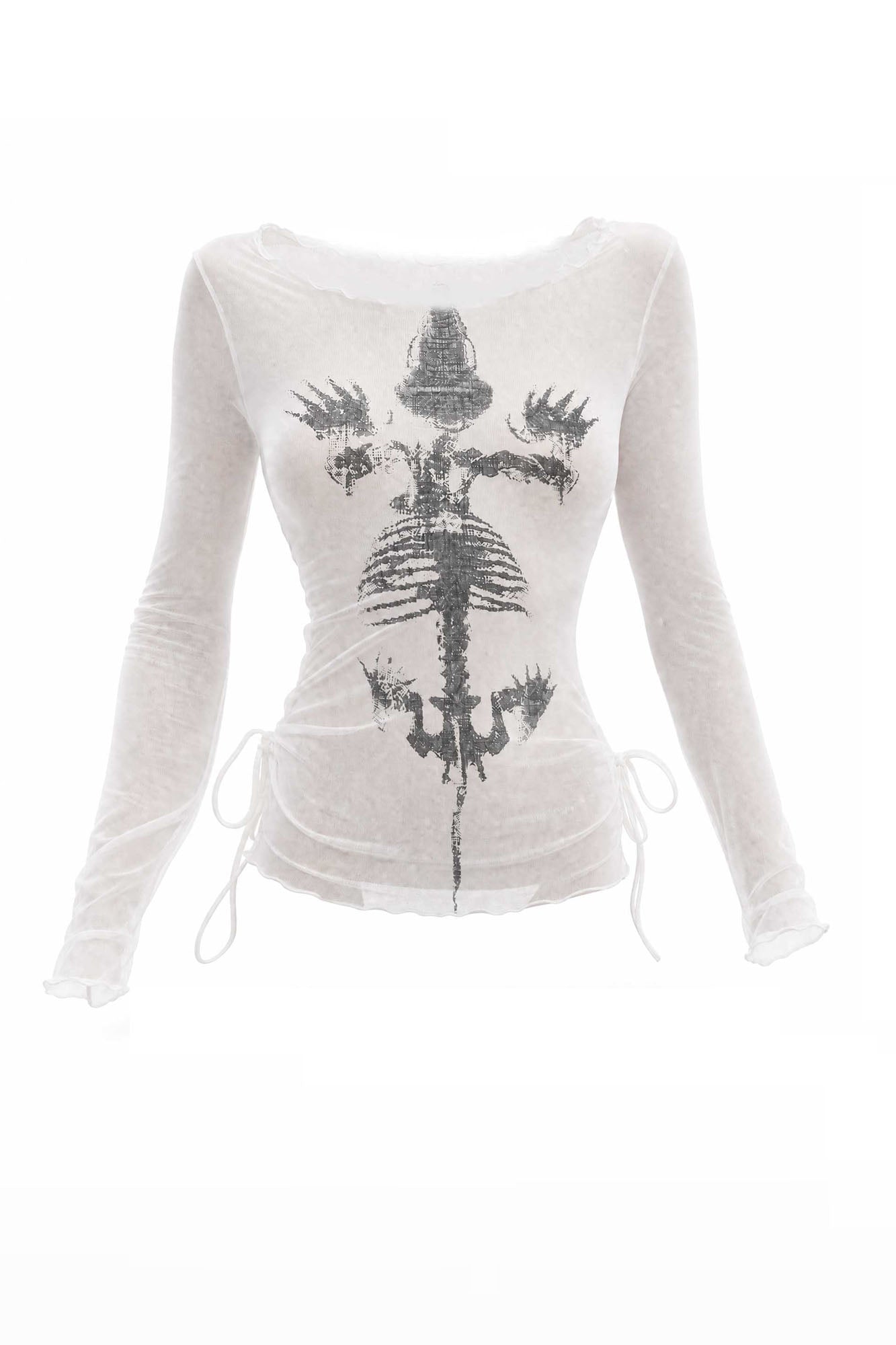 EMOHA Sheer Skull Graphic Long-Sleeve Tee