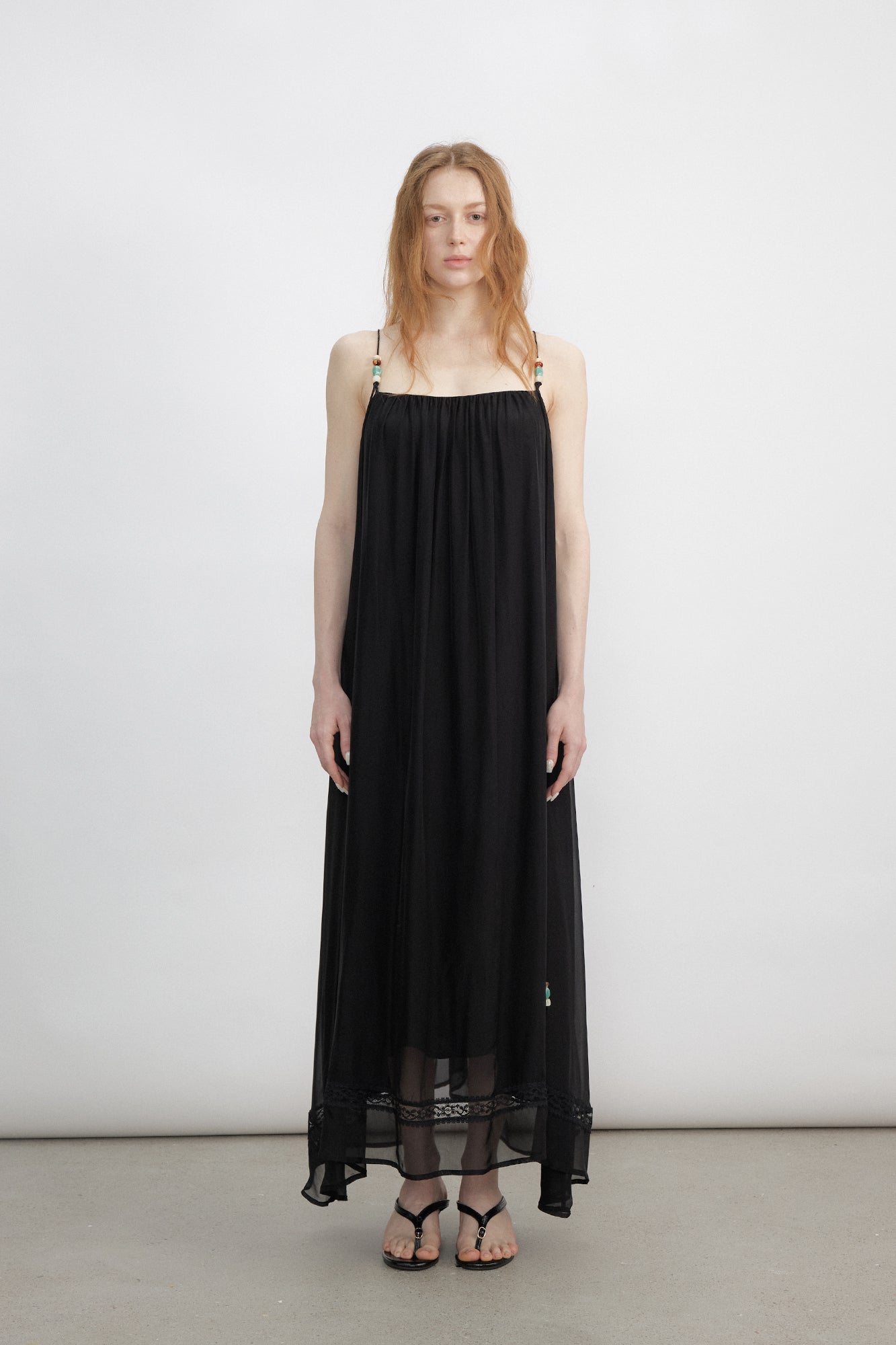 VERSION9 Beaded Strap Ruched Maxi Dress