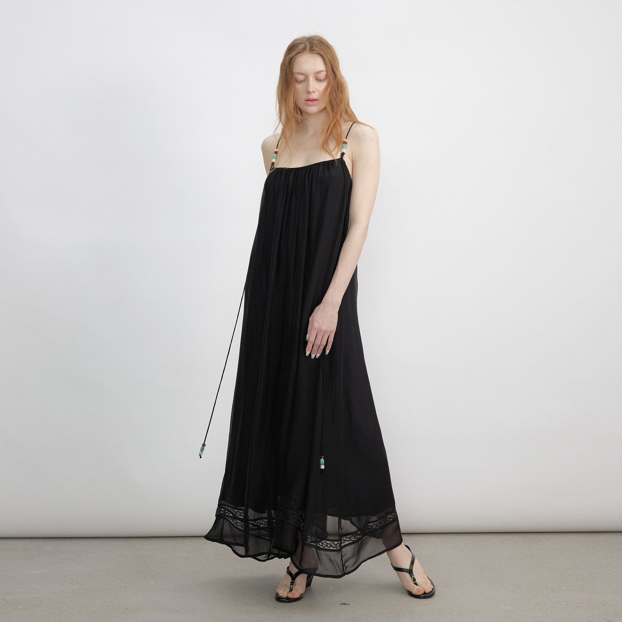 VERSION9 Beaded Strap Ruched Maxi Dress