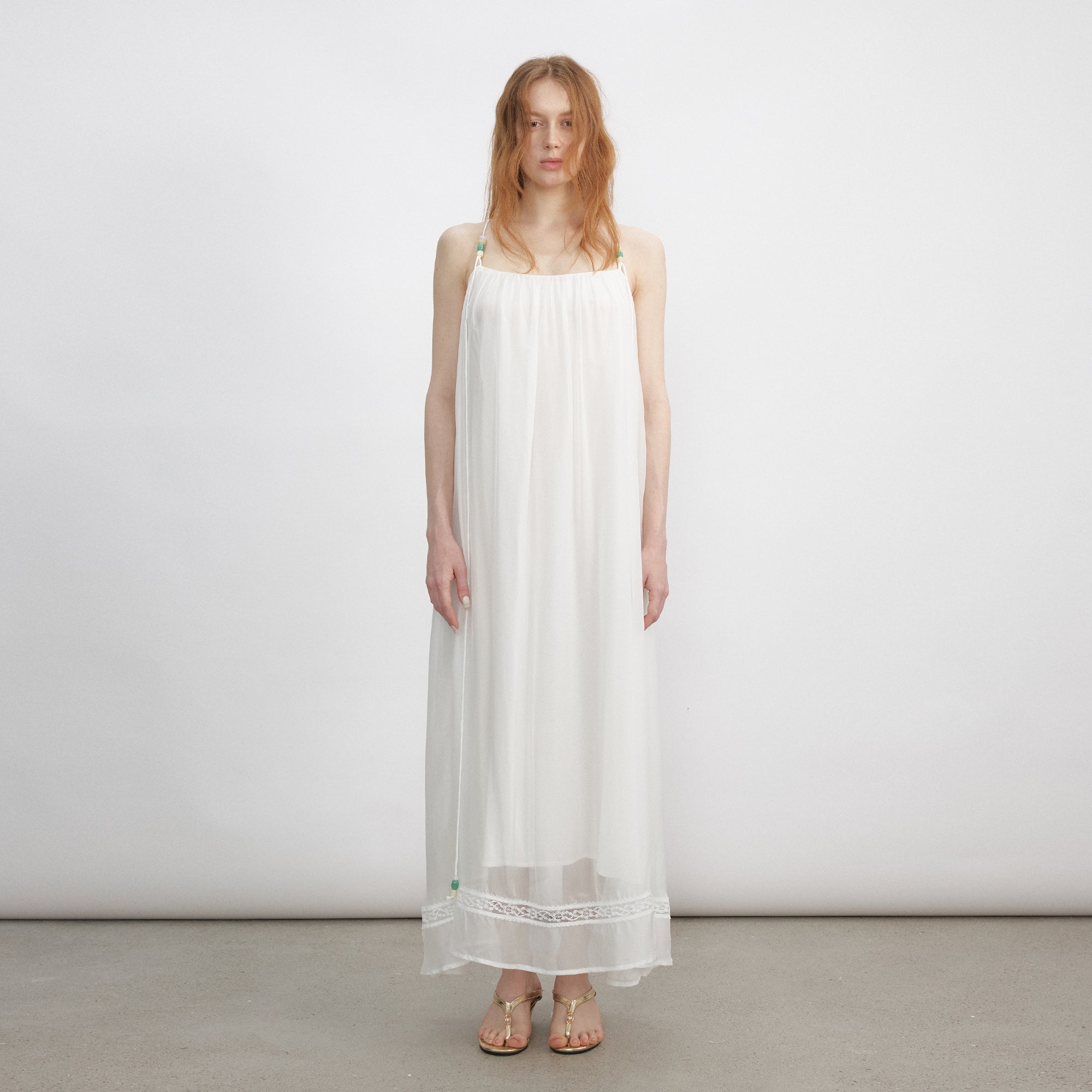 VERSION9 Beaded Strap Ruched Maxi Dress