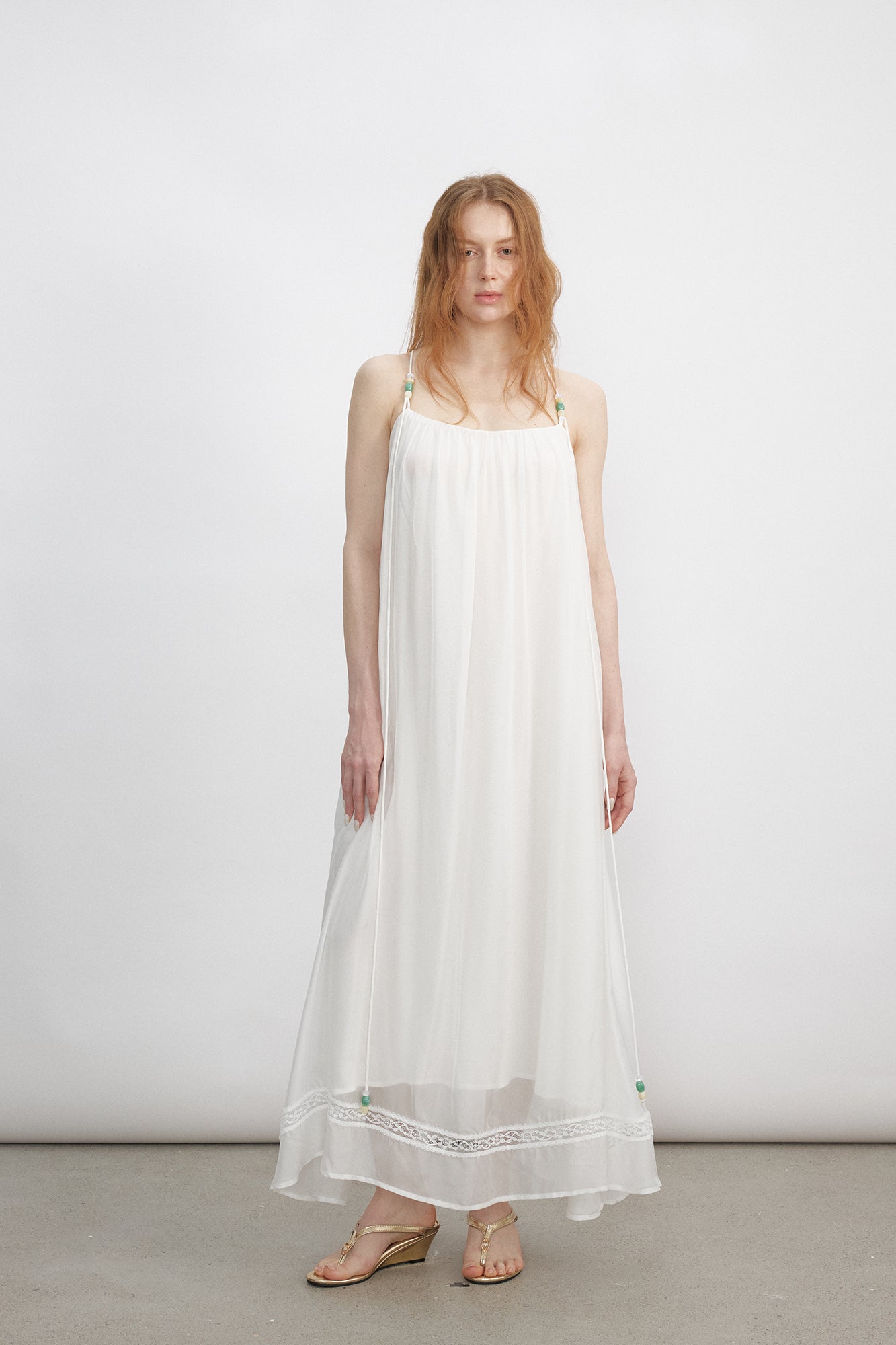 VERSION9 Beaded Strap Ruched Maxi Dress
