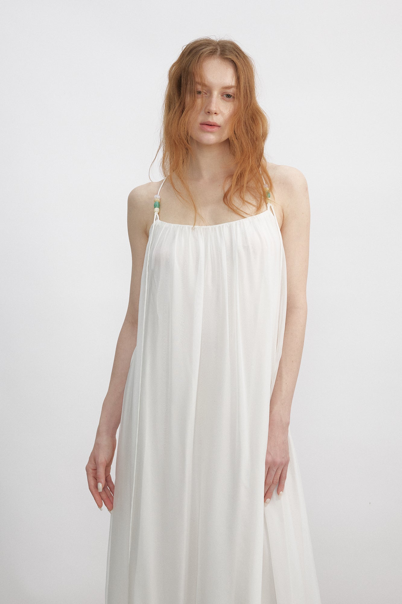 VERSION9 Beaded Strap Ruched Maxi Dress