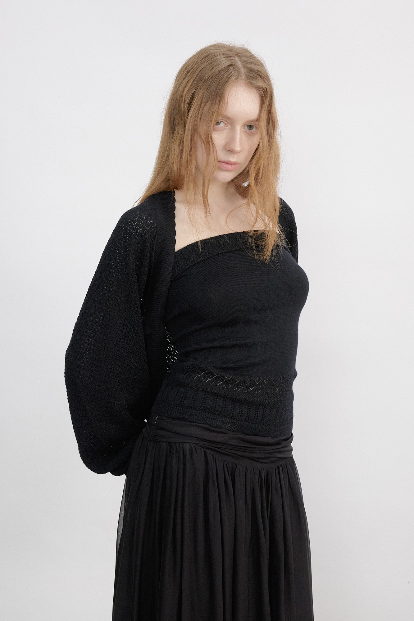 VERSION9 Pointelle Tube Top & Shrug Knit Set