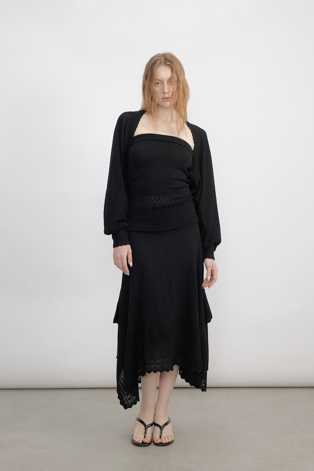 VERSION9 Pointelle Tube Top & Shrug Knit Set