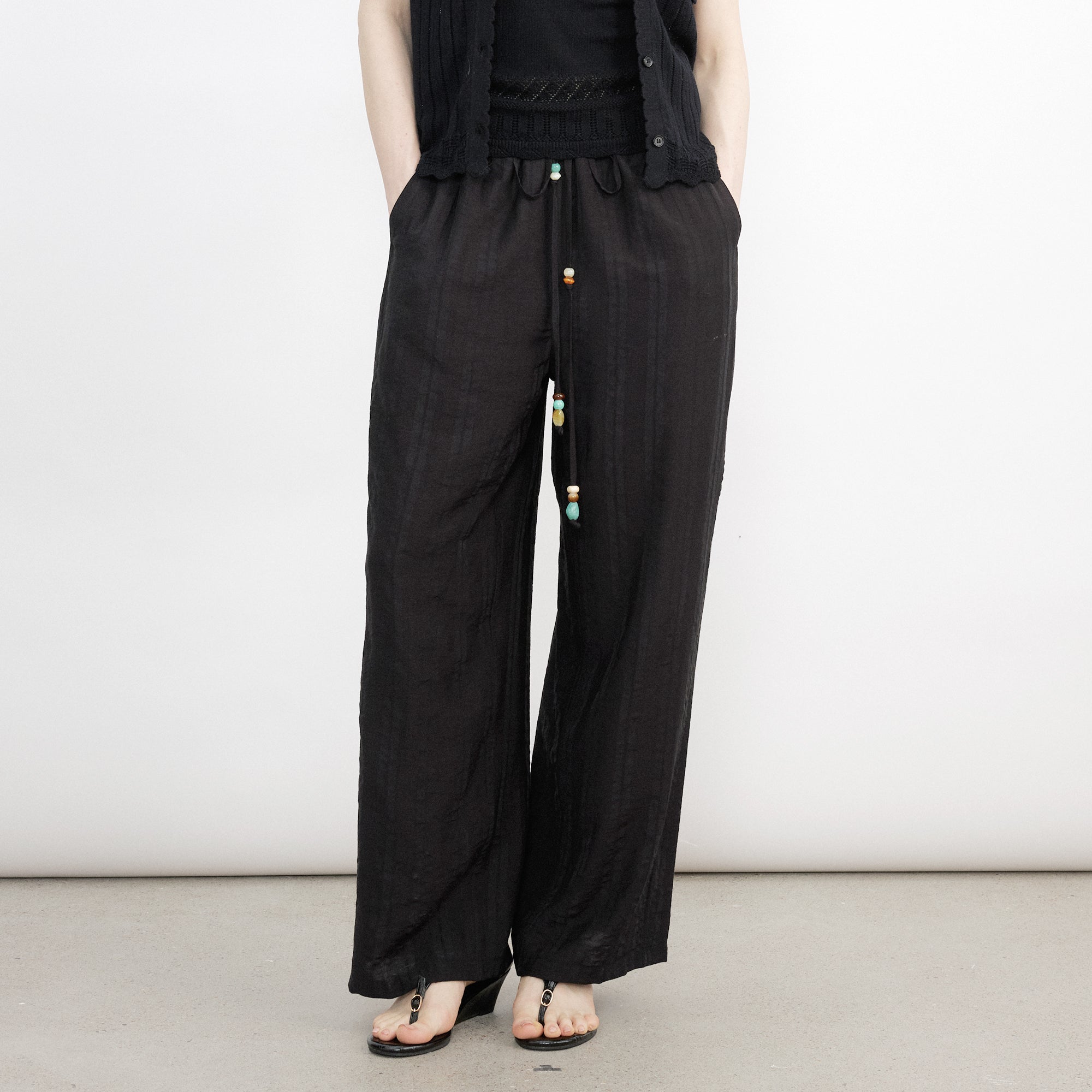 VERSION9 Beaded Drawstring Wide-Leg Pants