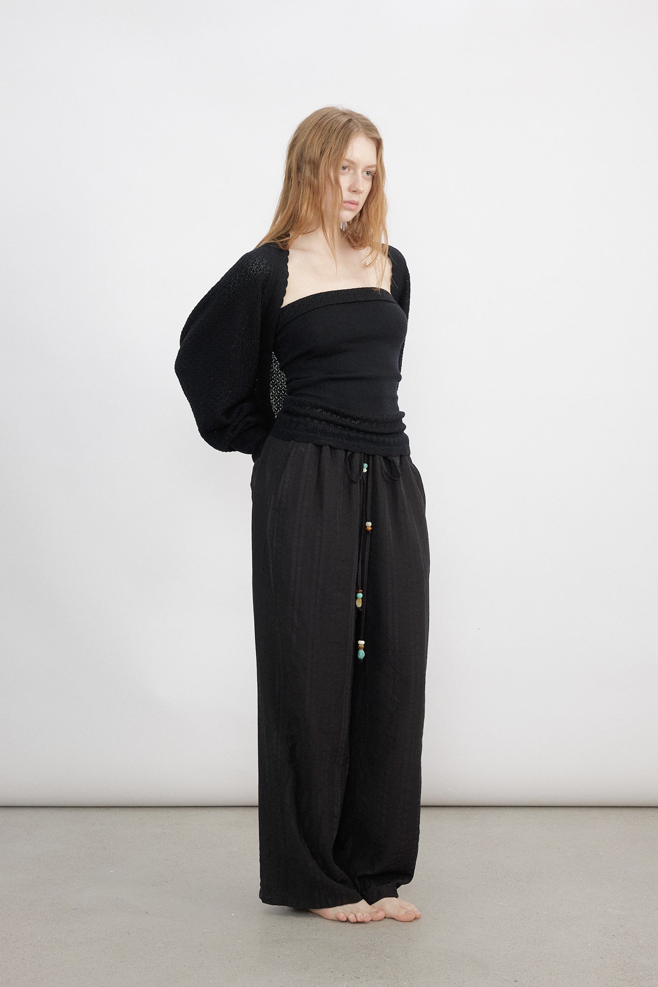 VERSION9 Beaded Drawstring Wide-Leg Pants
