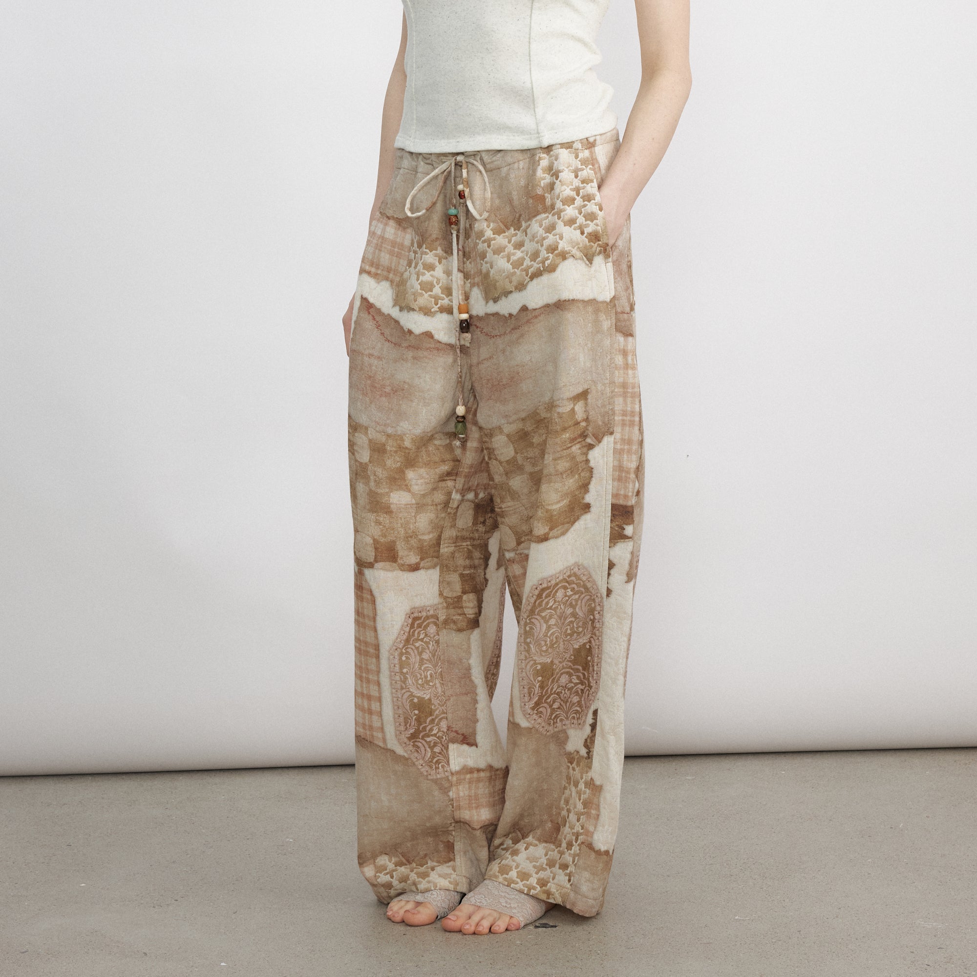 VERSION9 Beaded Drawstring Wide-Leg Pants