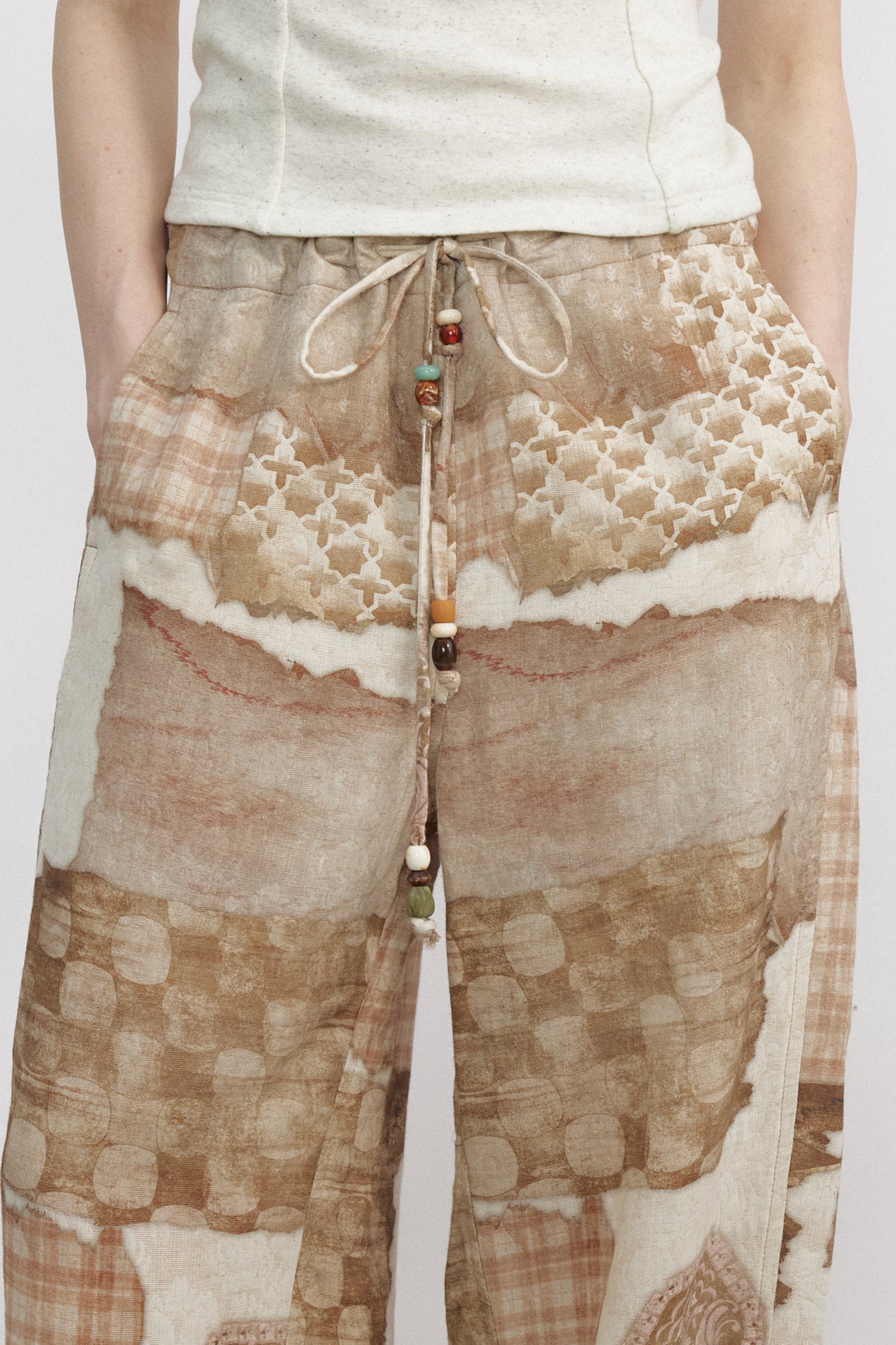 VERSION9 Beaded Drawstring Wide-Leg Pants