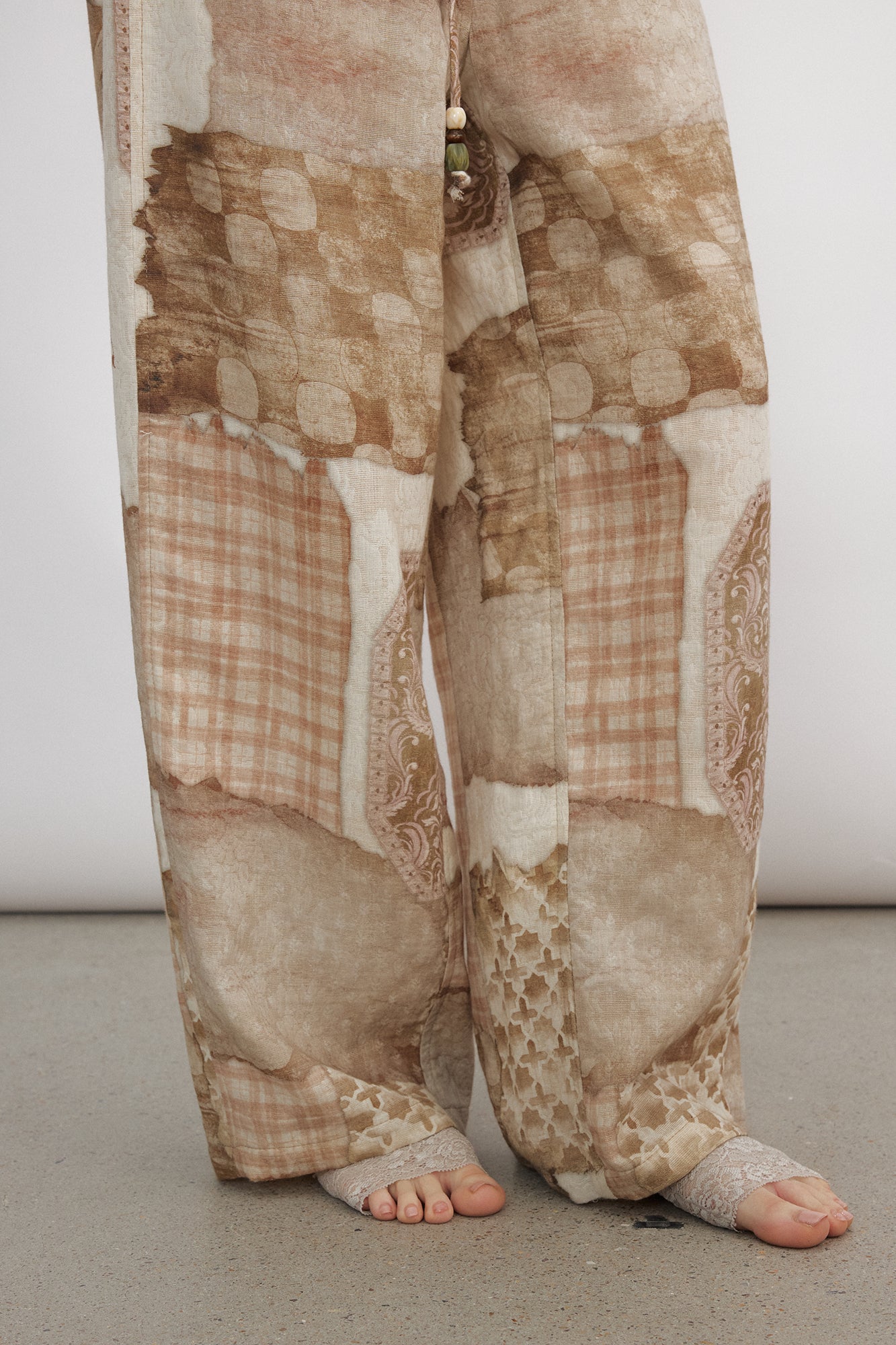VERSION9 Beaded Drawstring Wide-Leg Pants