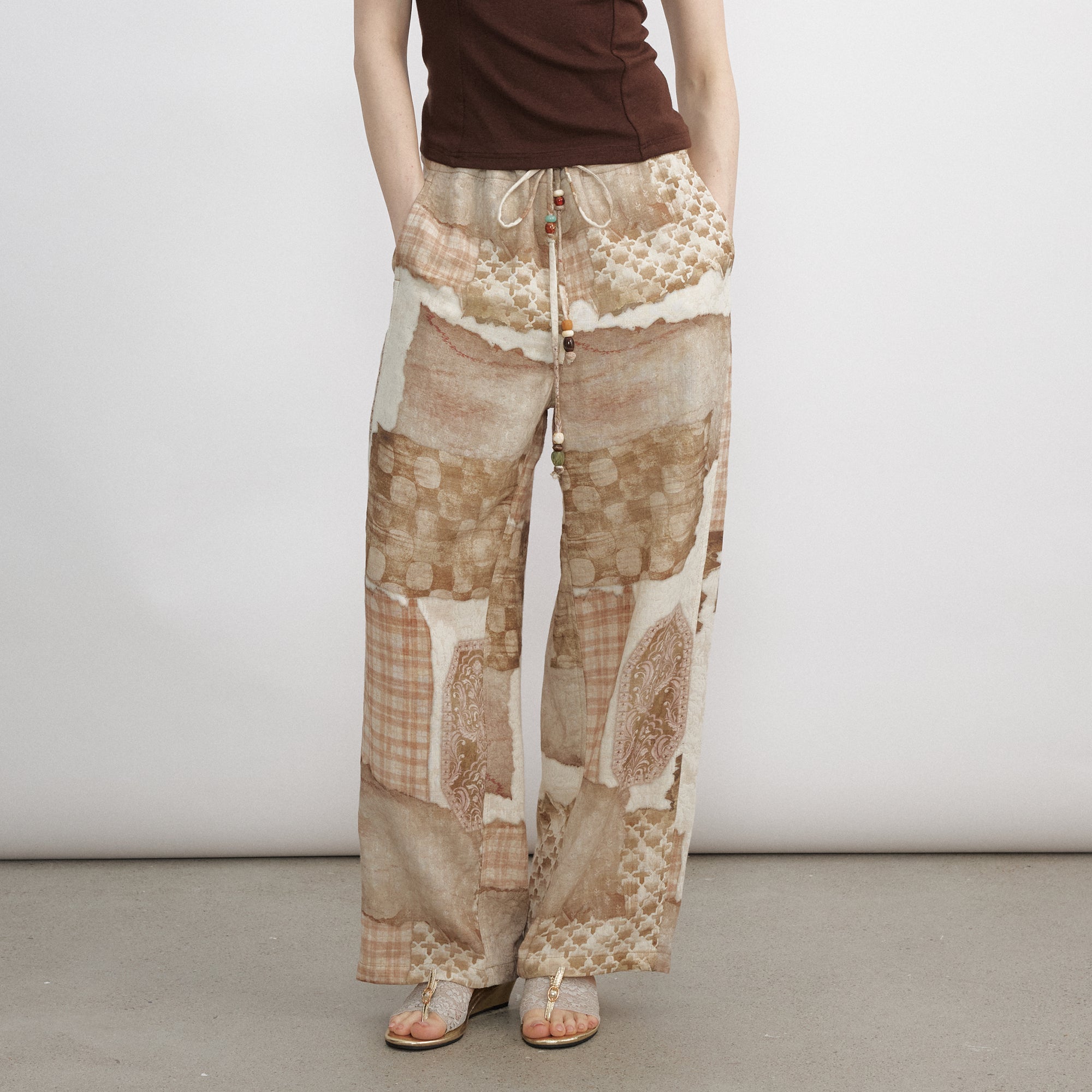 VERSION9 Beaded Drawstring Wide-Leg Pants