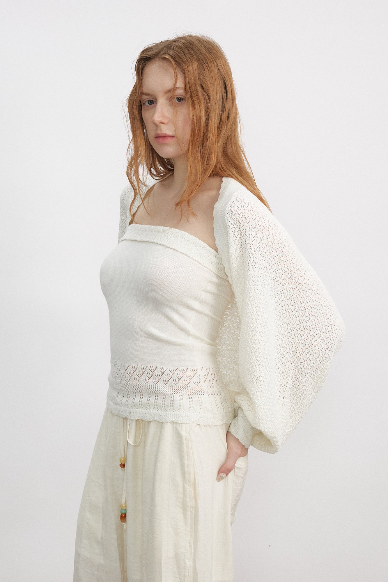 VERSION9 Pointelle Tube Top & Shrug Knit Set