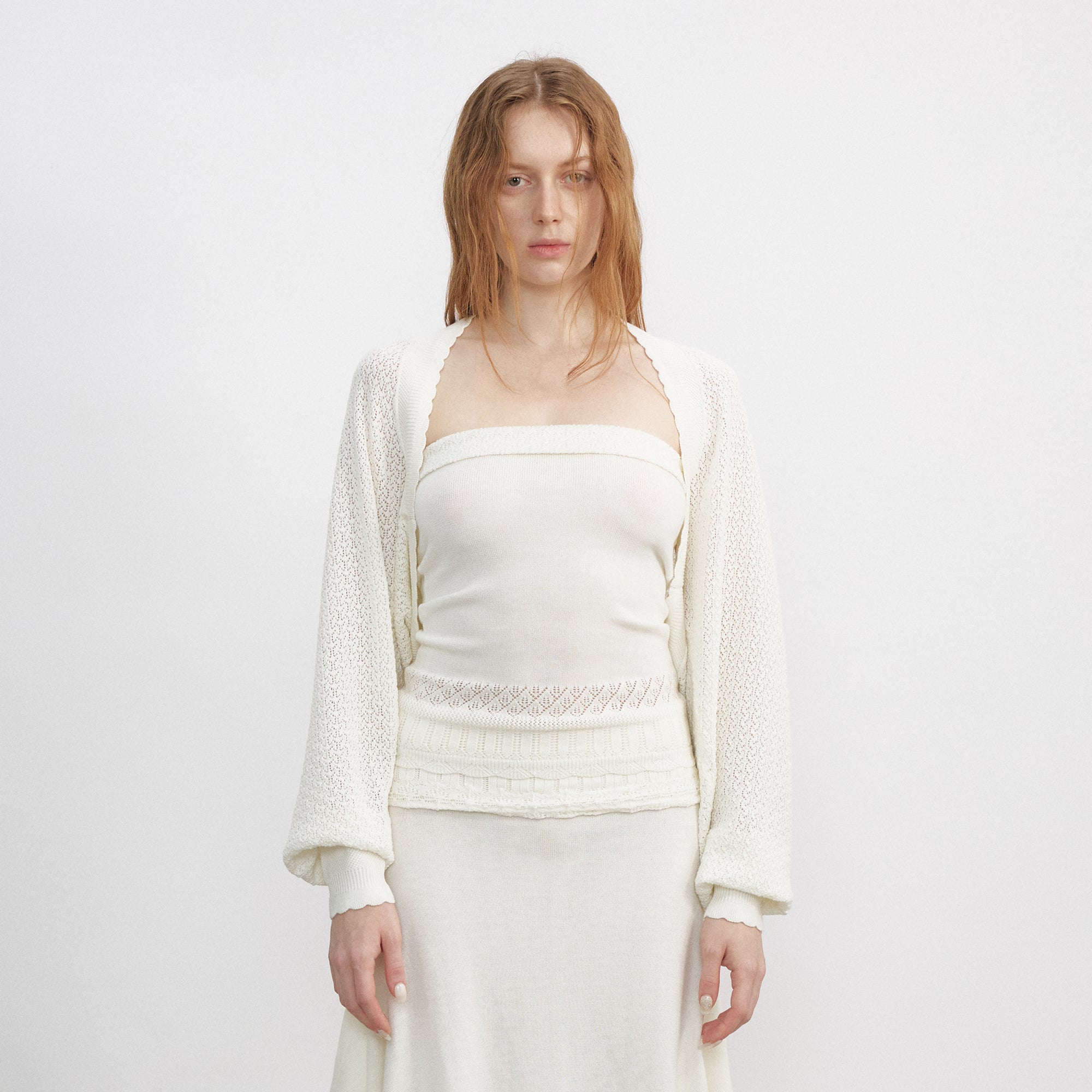 VERSION9 Pointelle Tube Top & Shrug Knit Set