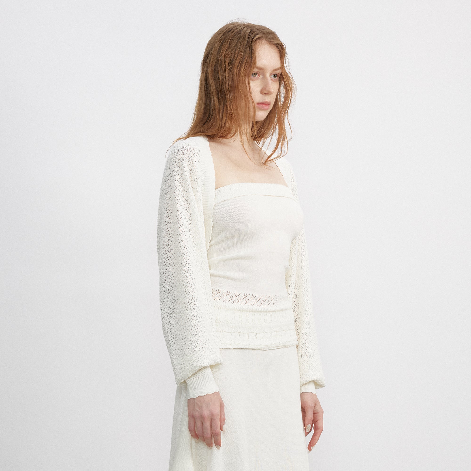 VERSION9 Pointelle Tube Top & Shrug Knit Set