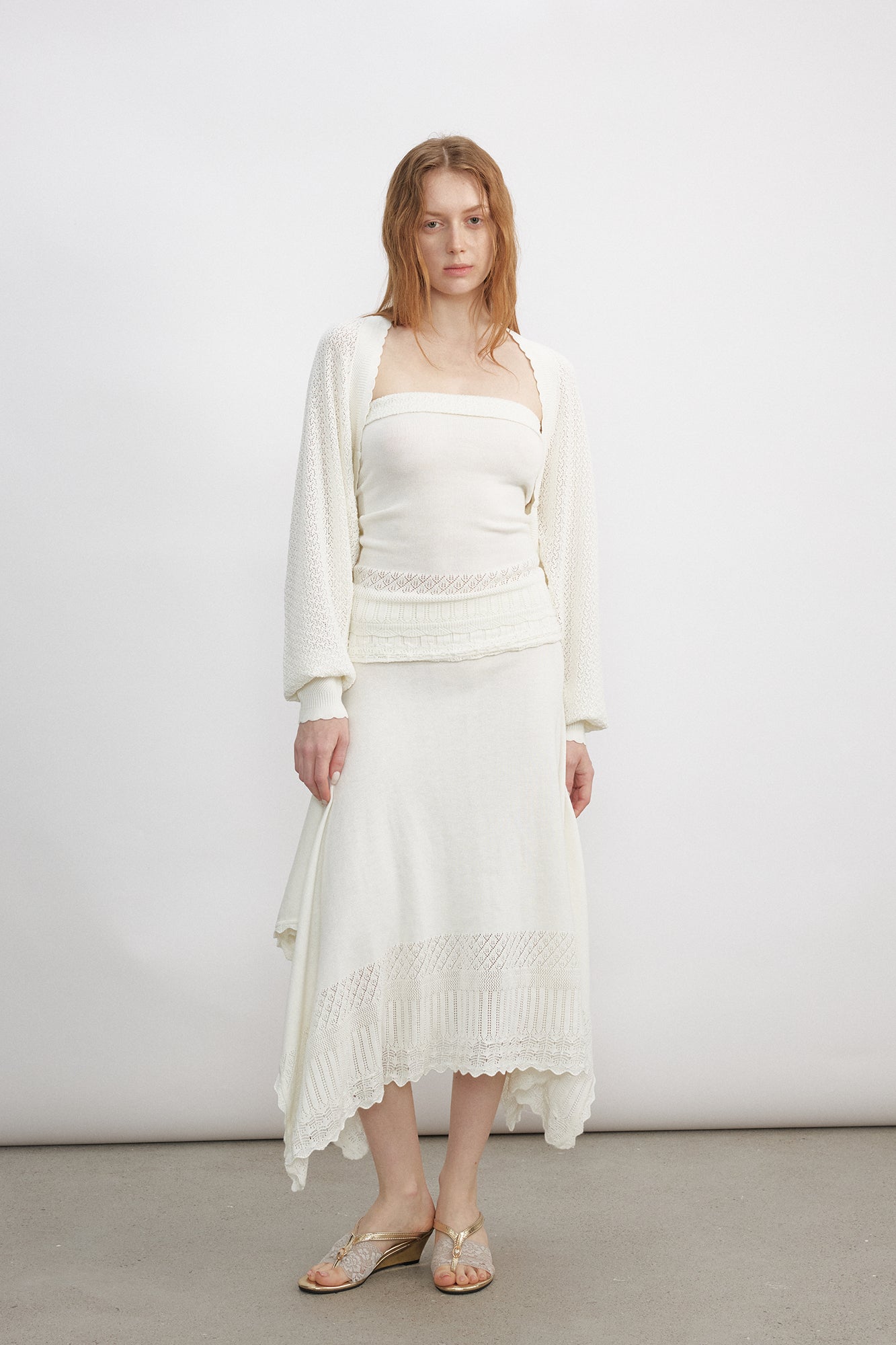 VERSION9 Pointelle Tube Top & Shrug Knit Set