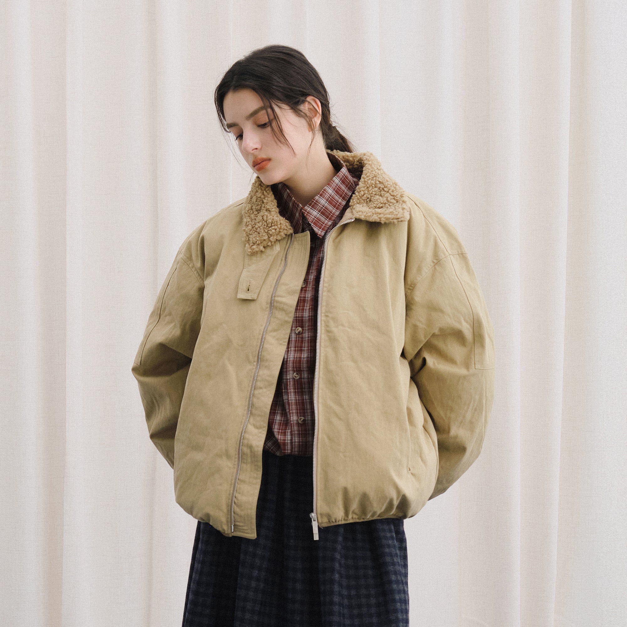 LIVINGTOWN Fleece-Lined Tab Collar Sorona Jacket