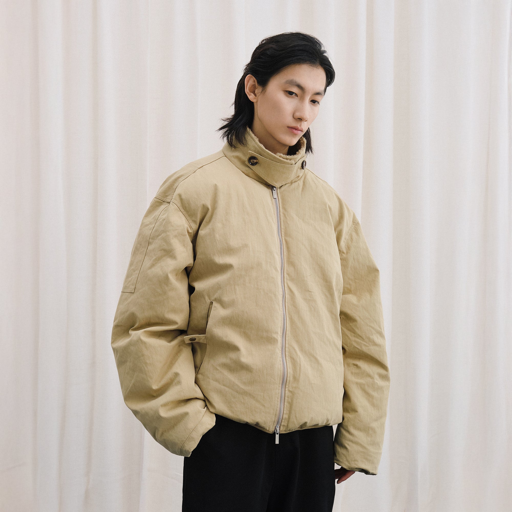 LIVINGTOWN Fleece-Lined Tab Collar Sorona Jacket