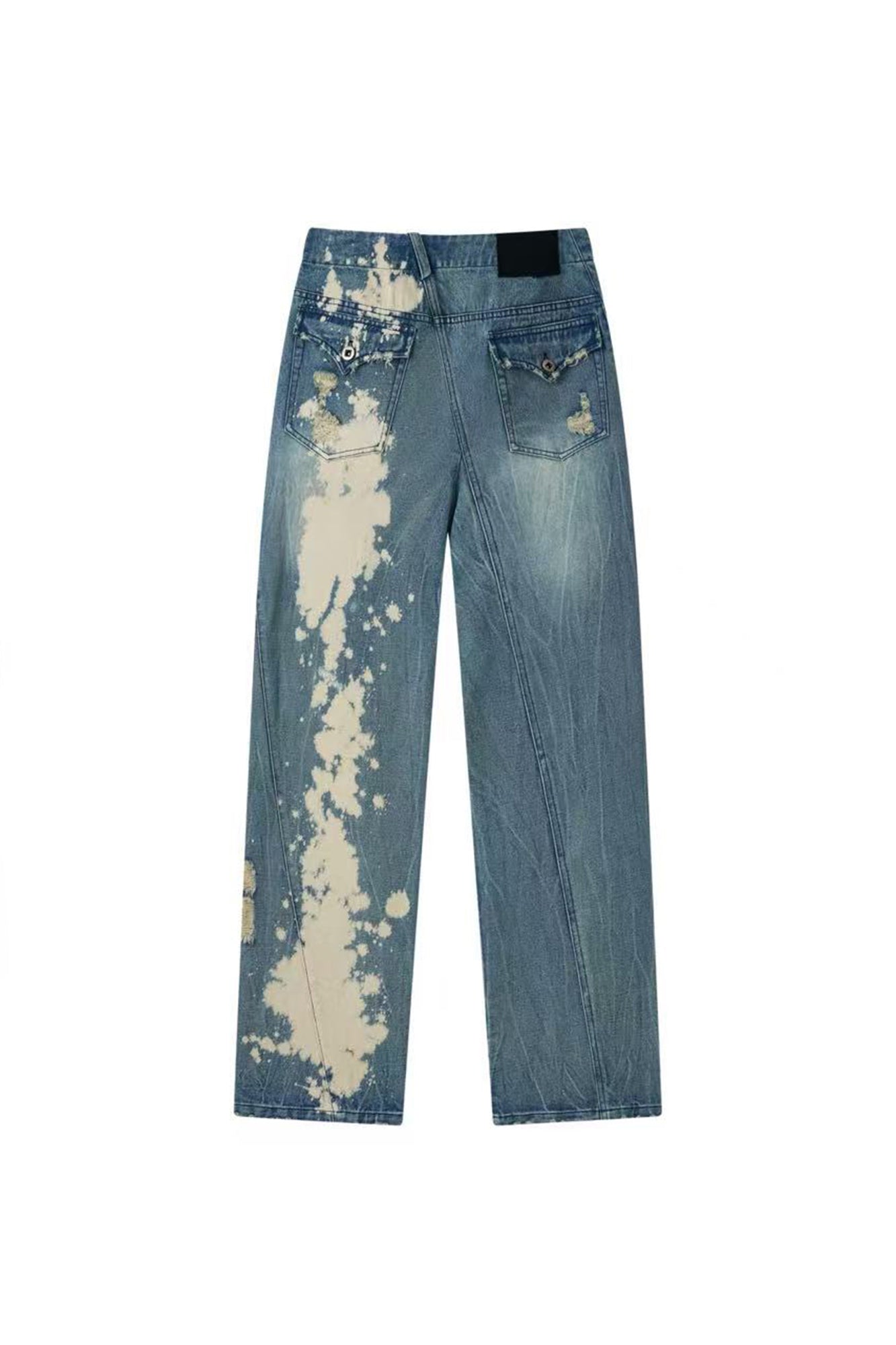 NONAME SPACE Bleached Distressed Panel Oversized Jeans